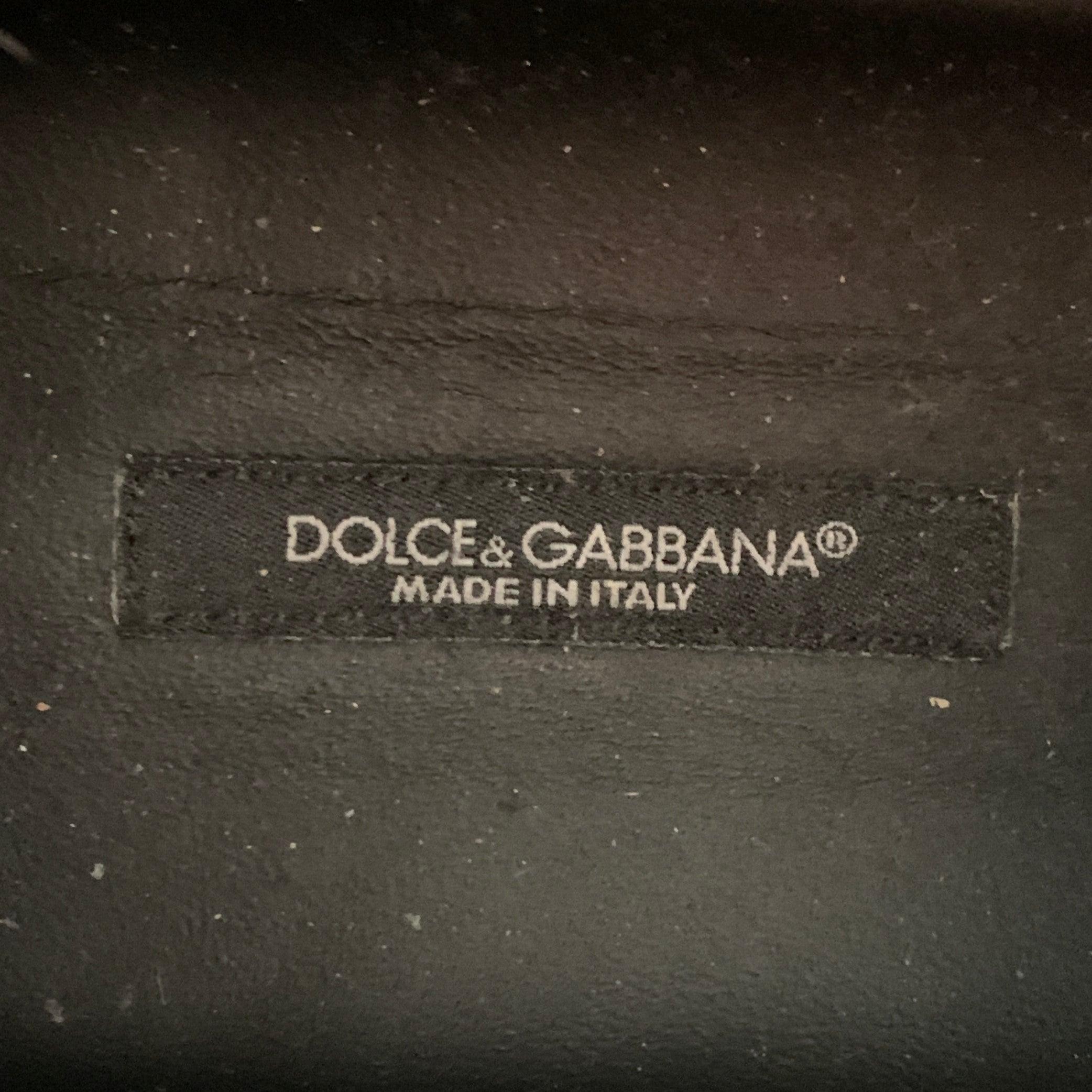 DOLCE & GABBANA Size 8 Black White Painted Chunky Lug Sole Combat Boots en vente 2