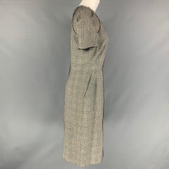 DOLCE & GABBANA Size 8 B&W Wool & Elastane Glen plaid Short Sleeve Dress
