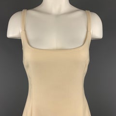 DOLCE & GABBANA Size 8 Cream Virgin Wool SPaghetti Strap Slip Sheath Dress