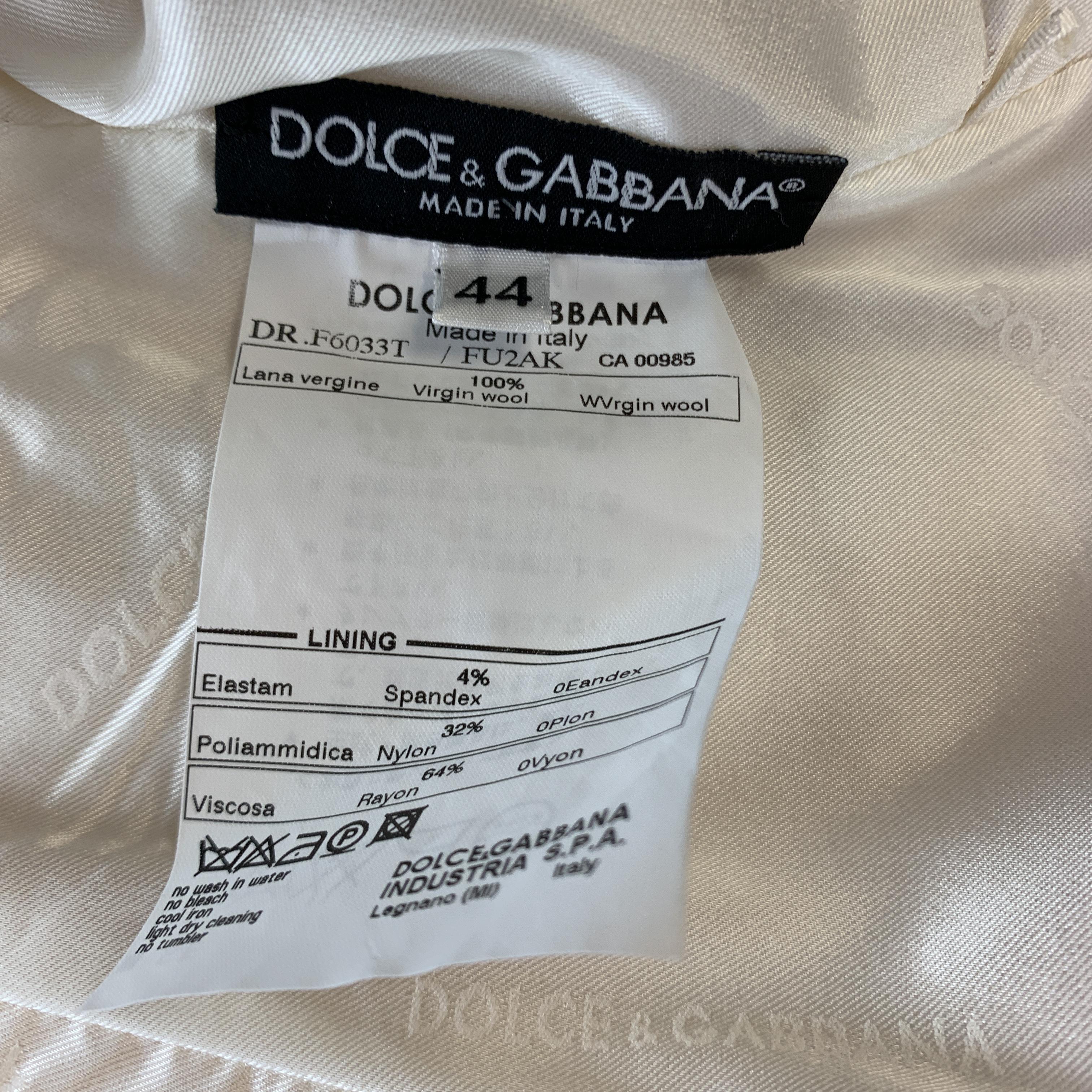 Women's DOLCE & GABBANA Size 8 Cream Virgin Wool SPaghetti Strap Slip Sheath Dress