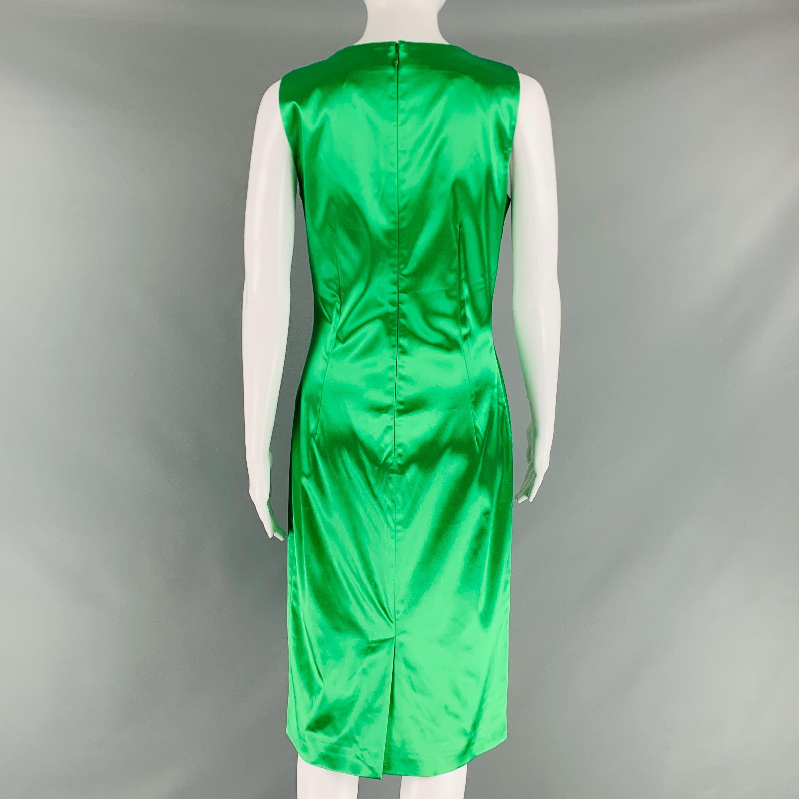 DOLCE & GABBANA Size 8 Green Acetate Blend Sleeveless Mid-Calf Cocktail Dress In Good Condition For Sale In San Francisco, CA