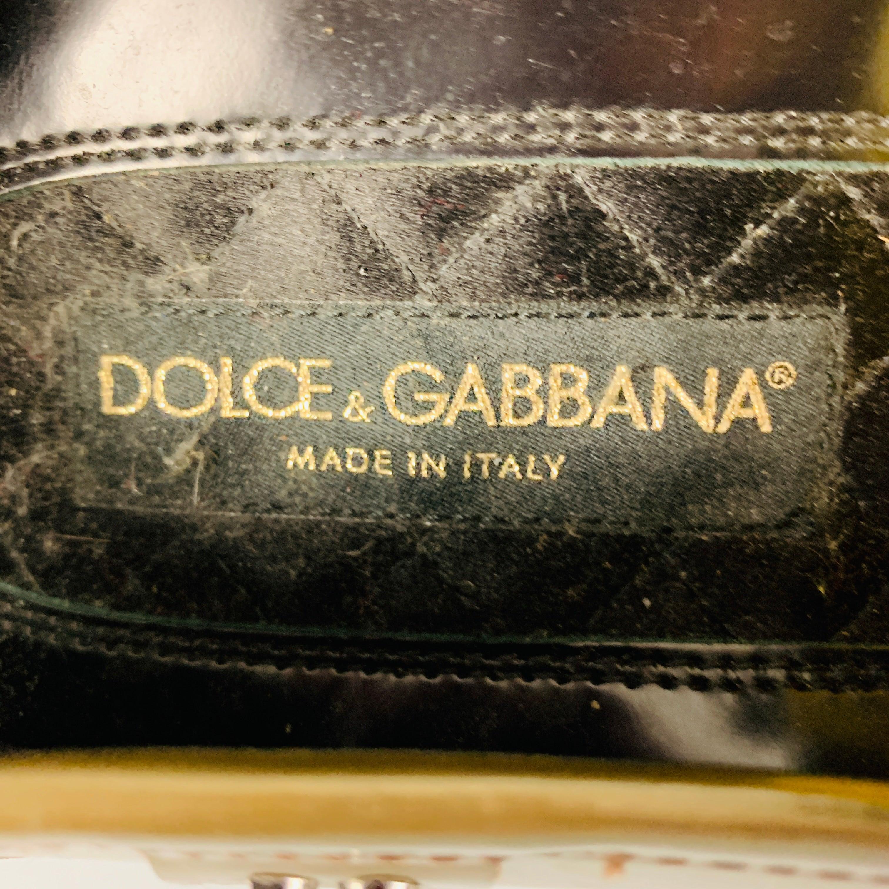 DOLCE & GABBANA Size 8 Green Patent Leather Penny Loafers For Sale 3