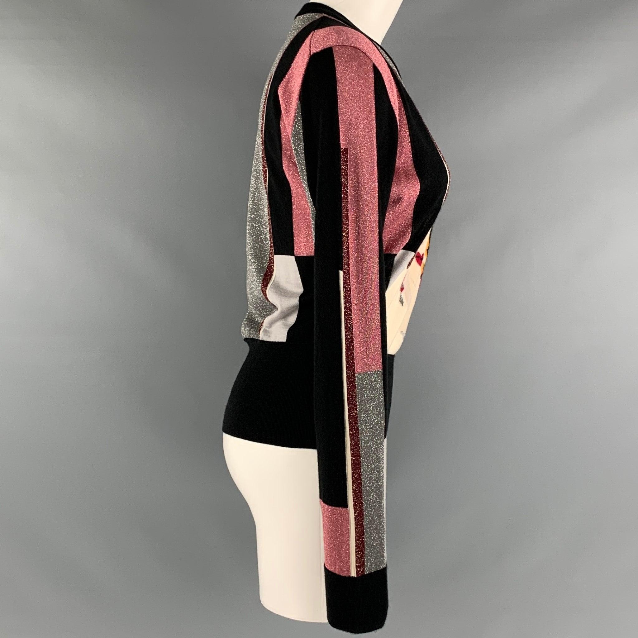 DOLCE & GABBANA Größe 8 Mehrfarbiger langärmeliger Pullover aus Kaschmirmischung im Zustand „Gut“ im Angebot in San Francisco, CA