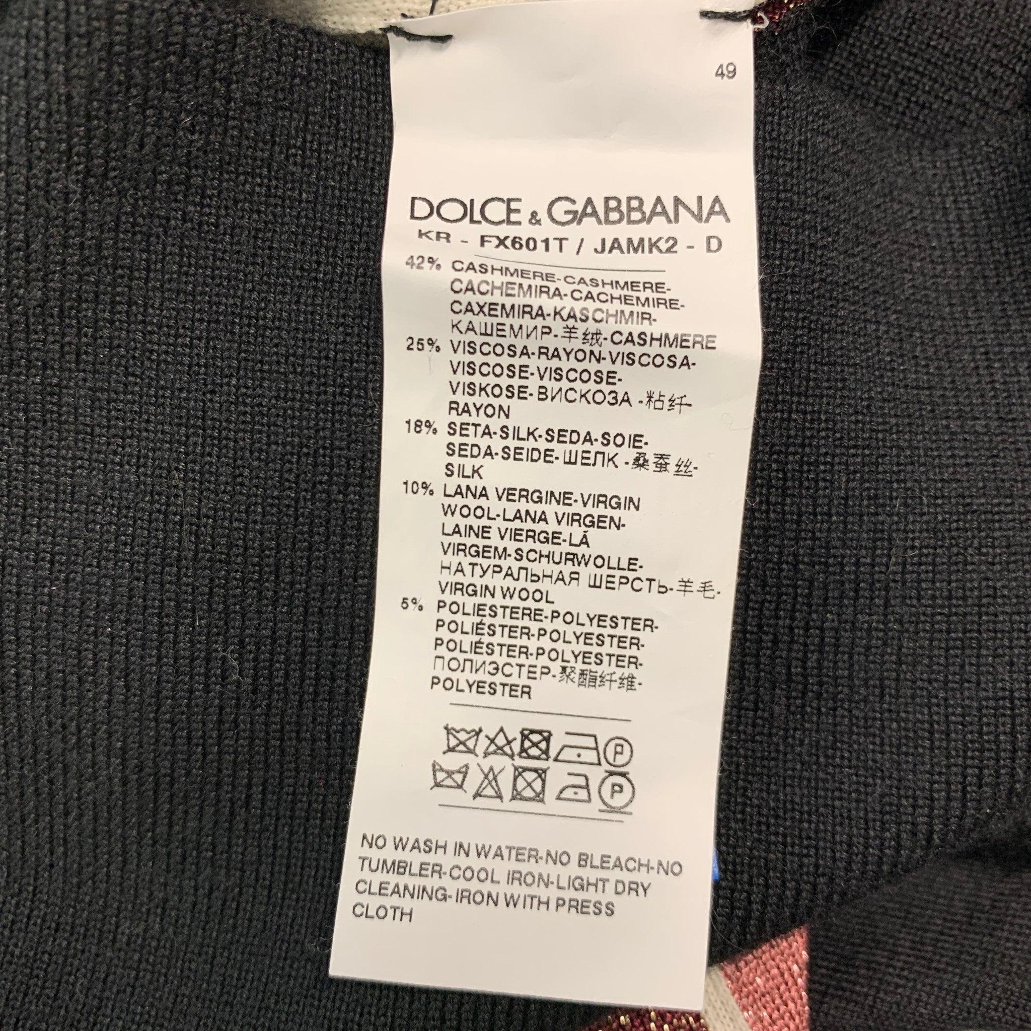 DOLCE & GABBANA Size 8 Multi Color Cashmere Blend Long Sleeve Pullover For Sale 3