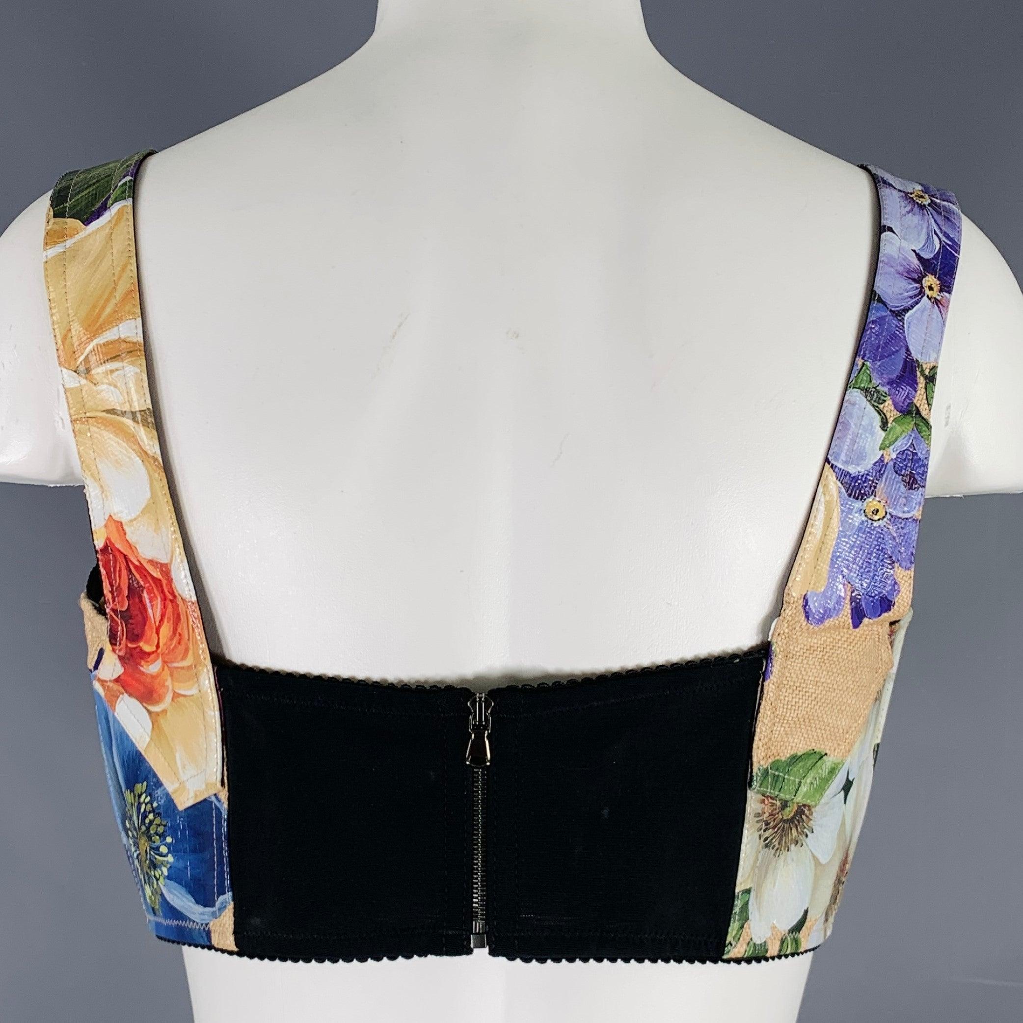 DOLCE & GABBANA Size 8 Multi Color Nylon Blend Floral Bralette In Excellent Condition For Sale In San Francisco, CA