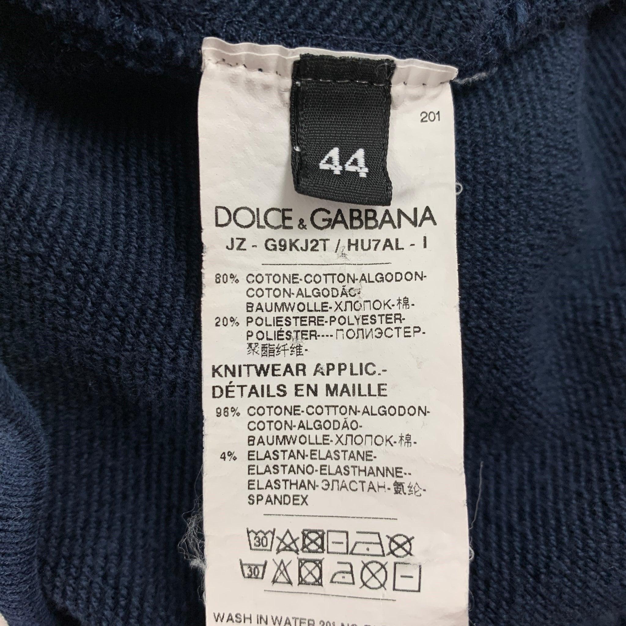 Women's DOLCE & GABBANA Size 8 Navy White Cotton Polyester Logo Hoodie For Sale