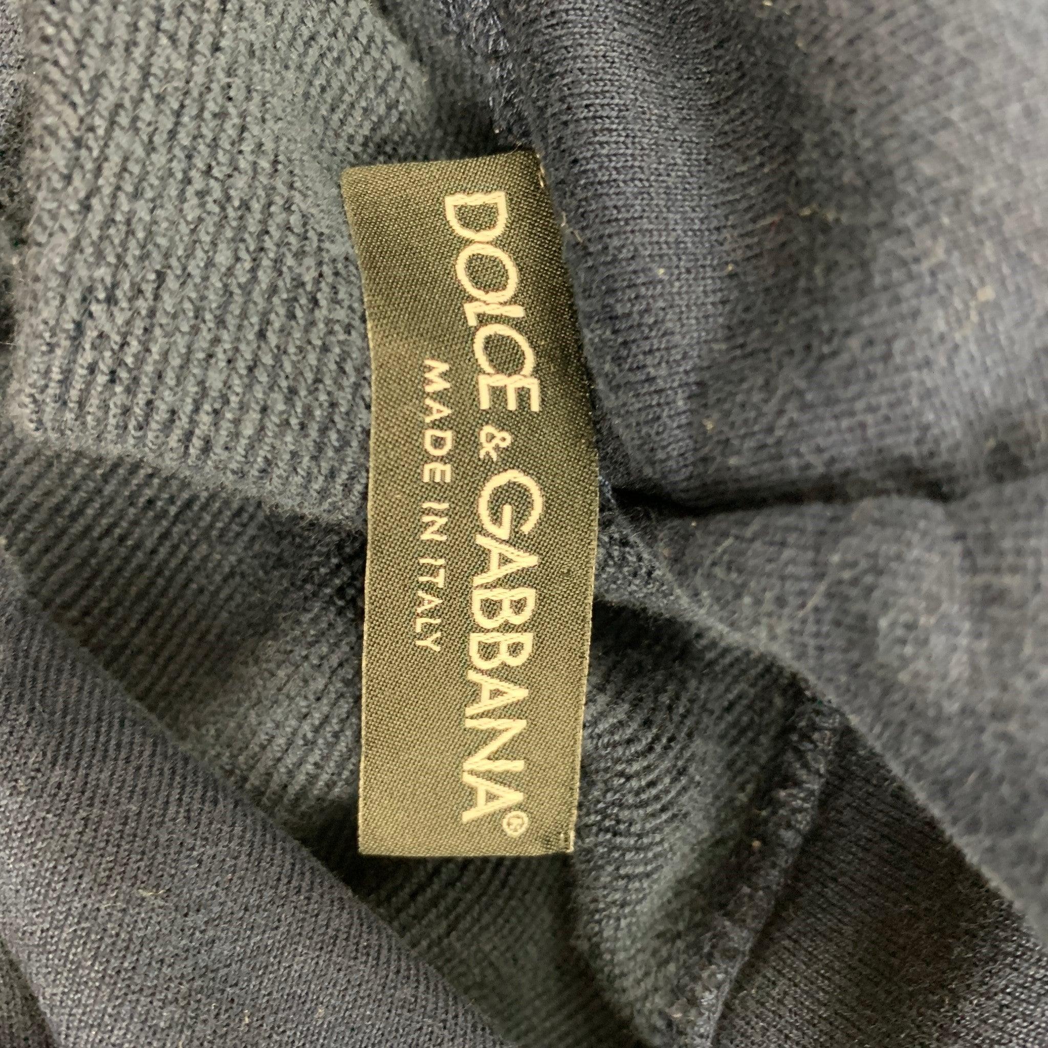 DOLCE & GABBANA Size 8 Navy White Cotton Polyester Logo Hoodie For Sale 1