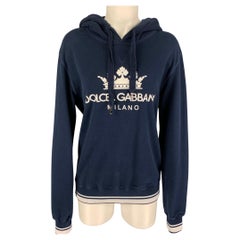 DOLCE & GABBANA - Felpa con cappuccio in cotone e poliestere bianco navy Taglia 8