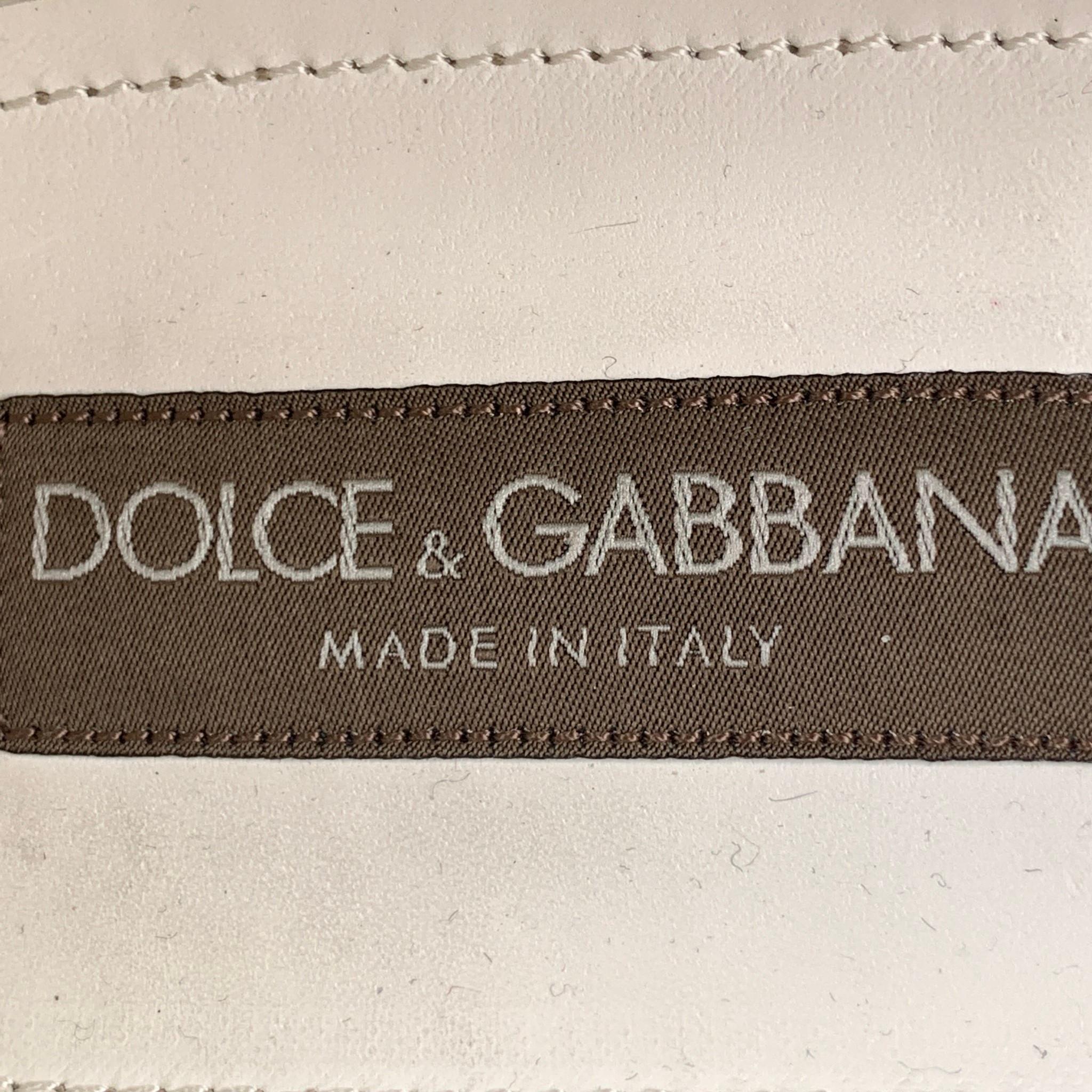 DOLCE & GABBANA Size 9 Off White & Black Stripe Canvas Espadrille Loafers 1