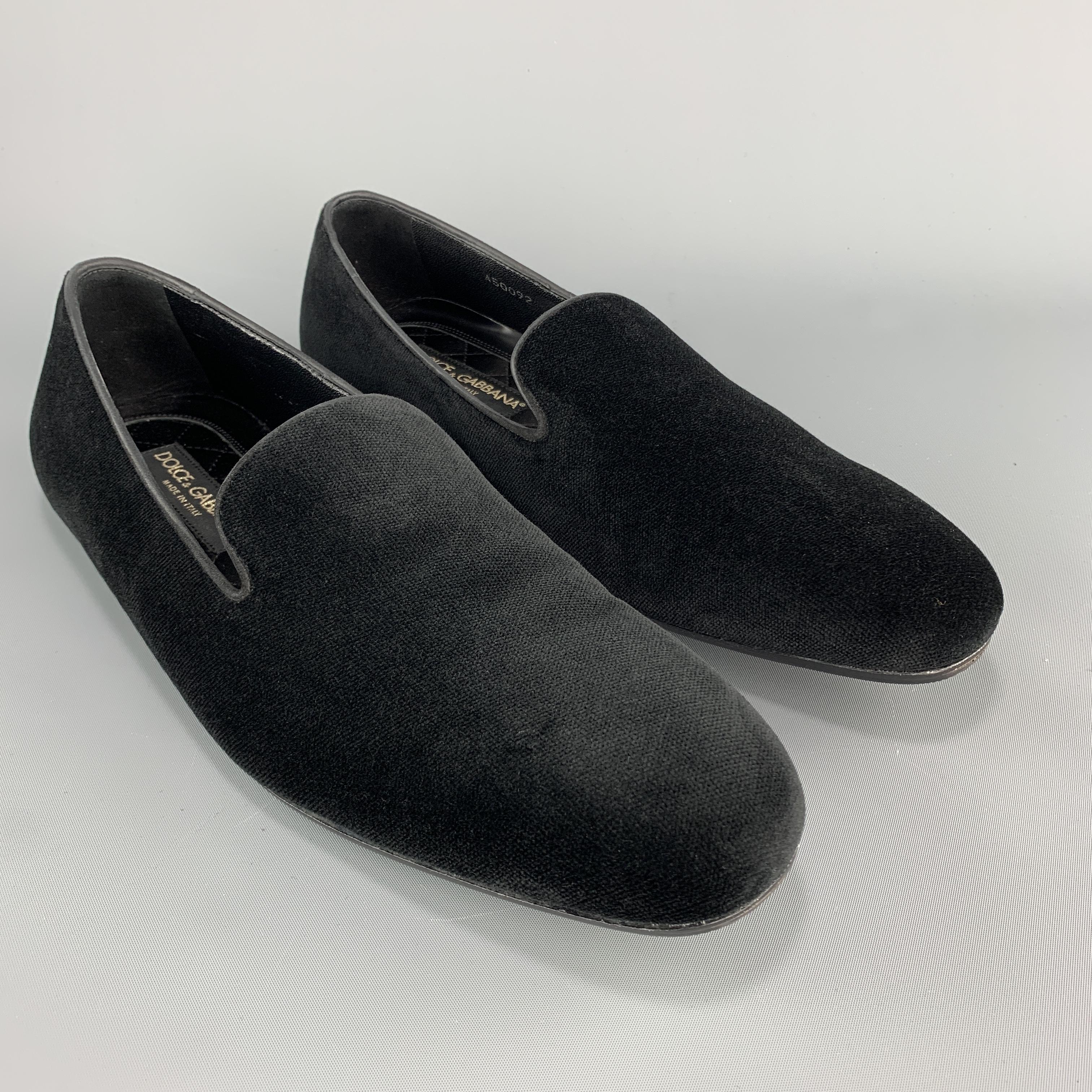 DOLCE & GABBANA Size 9.5 Black Velvet Slipper Loafers In New Condition In San Francisco, CA