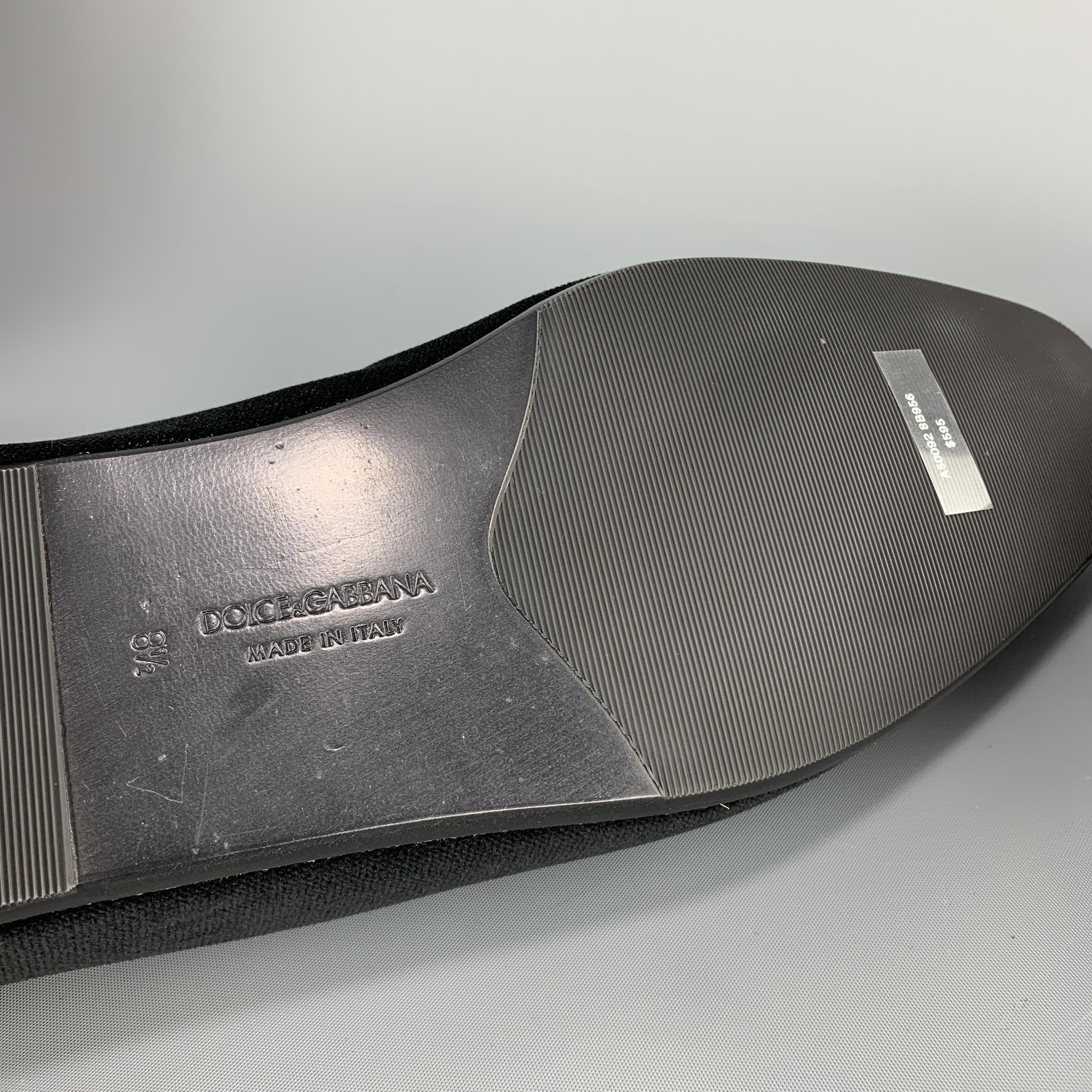 DOLCE & GABBANA Size 9.5 Black Velvet Slipper Loafers 3
