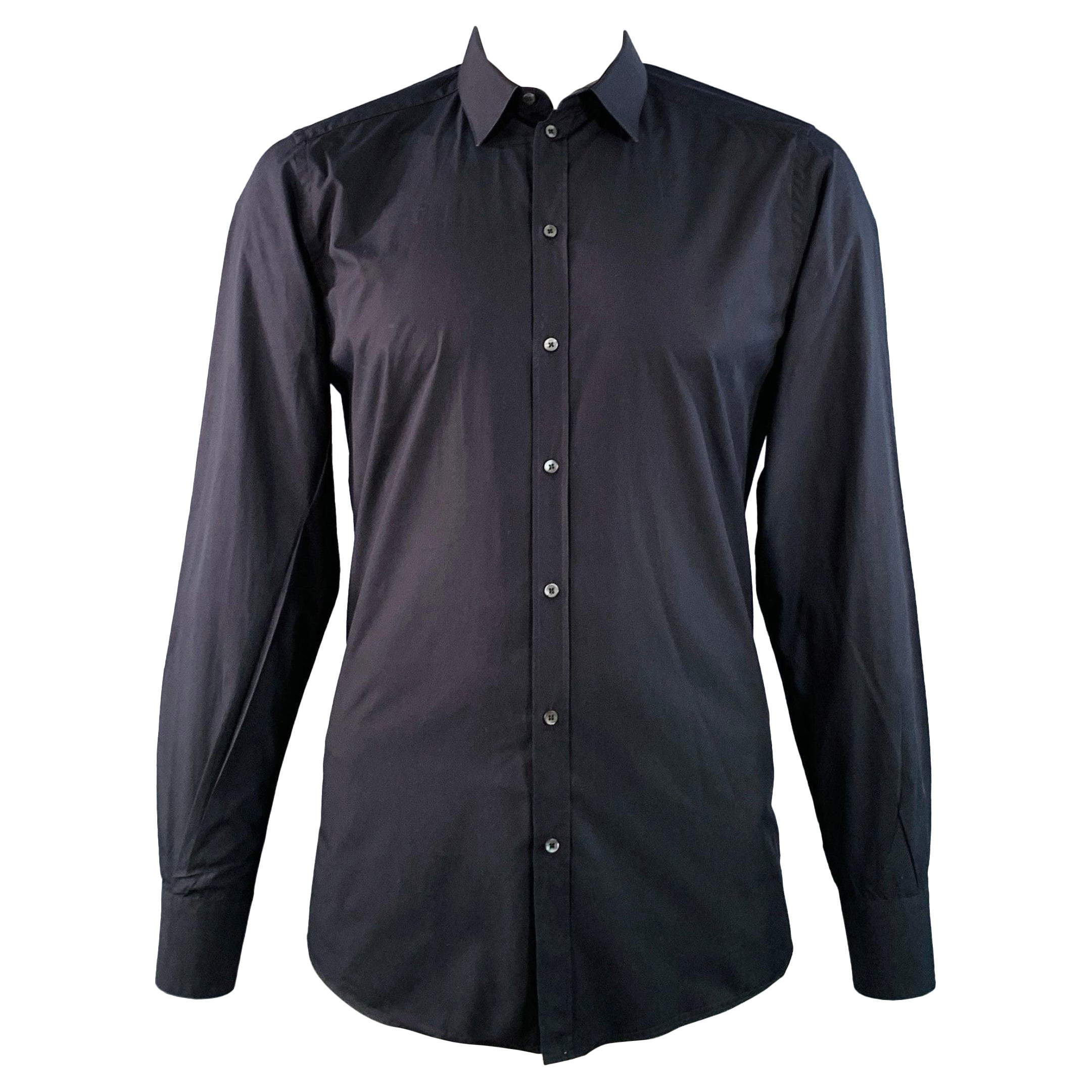 DOLCE
GABBANA Size L Black Cotton Button Up Long Sleeve Shirt