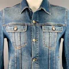 DOLCE & GABBANA Size L Blue Cotton Blend Denim Trucker Jacket