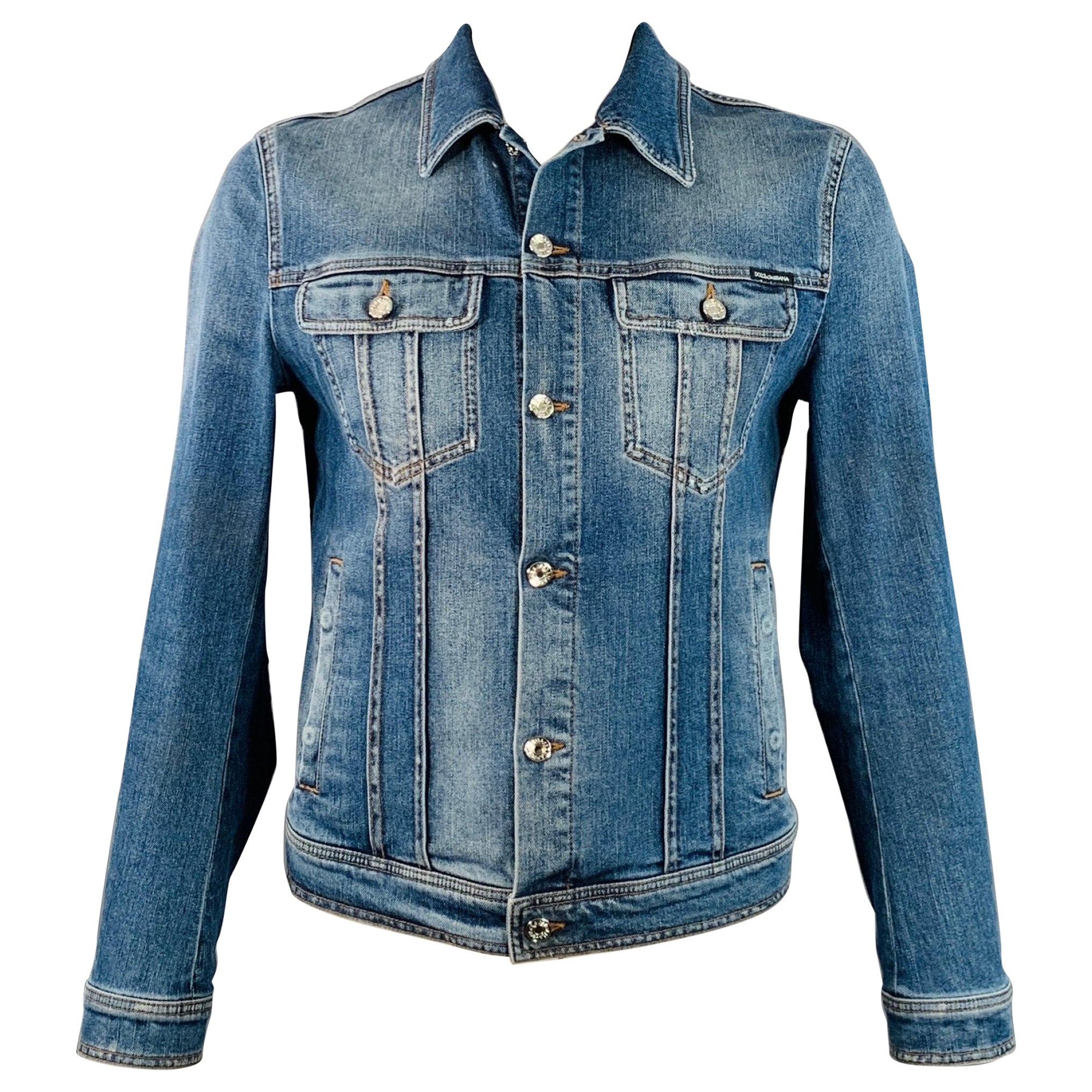 DOLCE & GABBANA Giacca Trucker Blu in Denim misto Cotone Taglia L in vendita