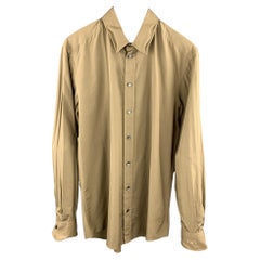 DOLCE & GABBANA Size L Olive Cotton Long Sleeve Shirt