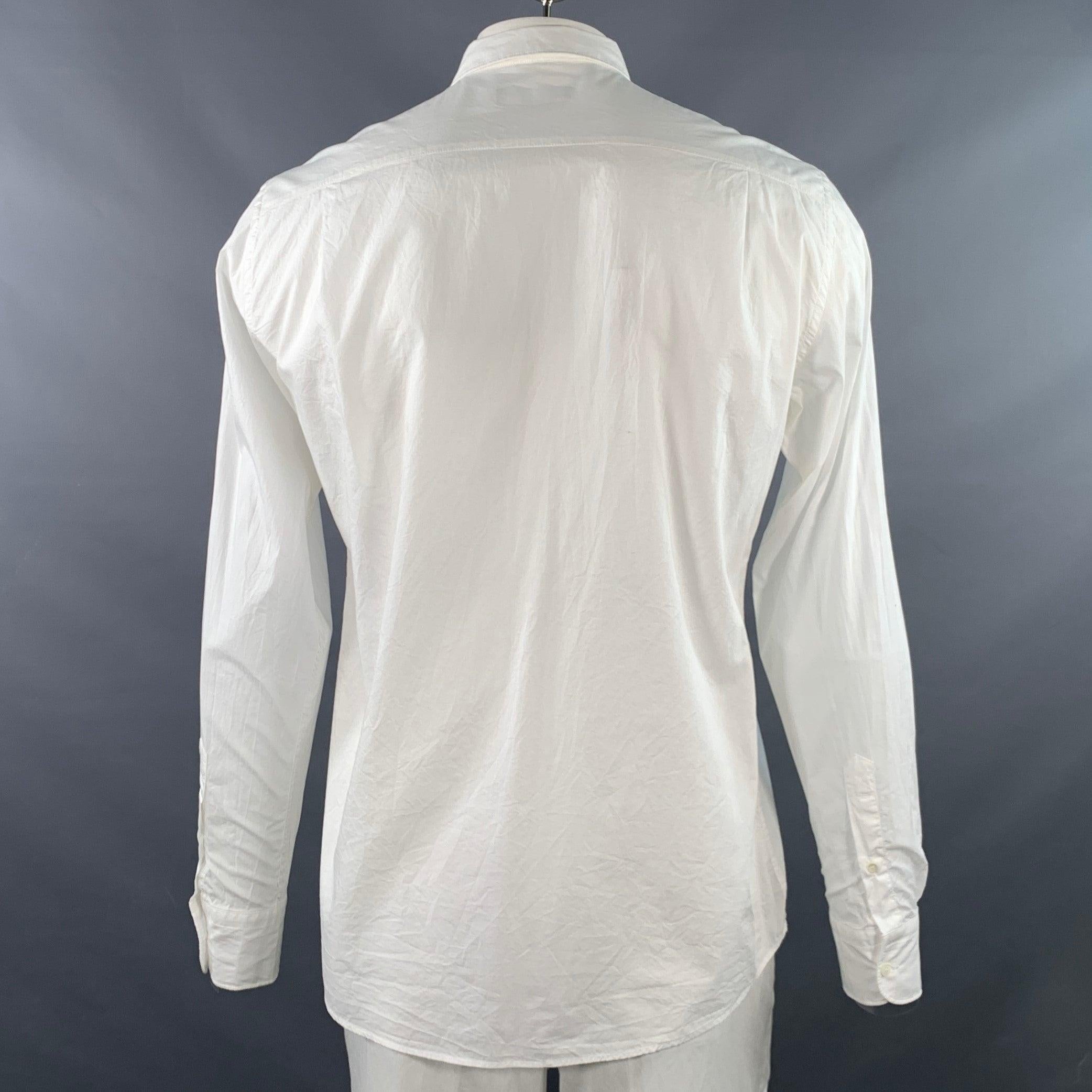 Gris Dolce & Gabbana Size L White Cotton Button Up Long Sleeve Shirt (Chemise à manches longues en coton blanc) en vente