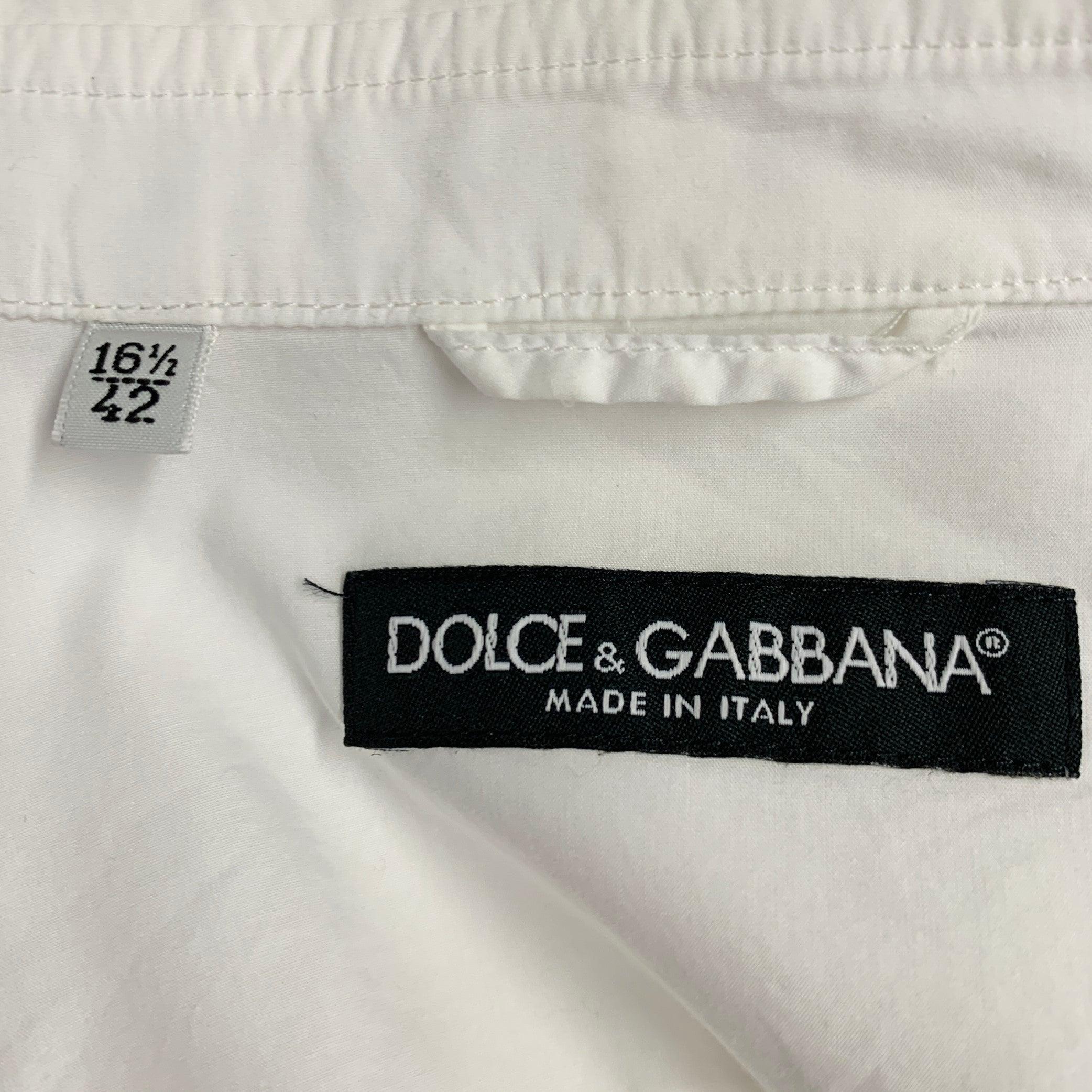 Dolce & Gabbana Size L White Cotton Button Up Long Sleeve Shirt (Chemise à manches longues en coton blanc) Excellent état - En vente à San Francisco, CA