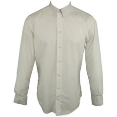 DOLCE & GABBANA Size L White Solid Cotton Button Up Long Sleeve Shirt