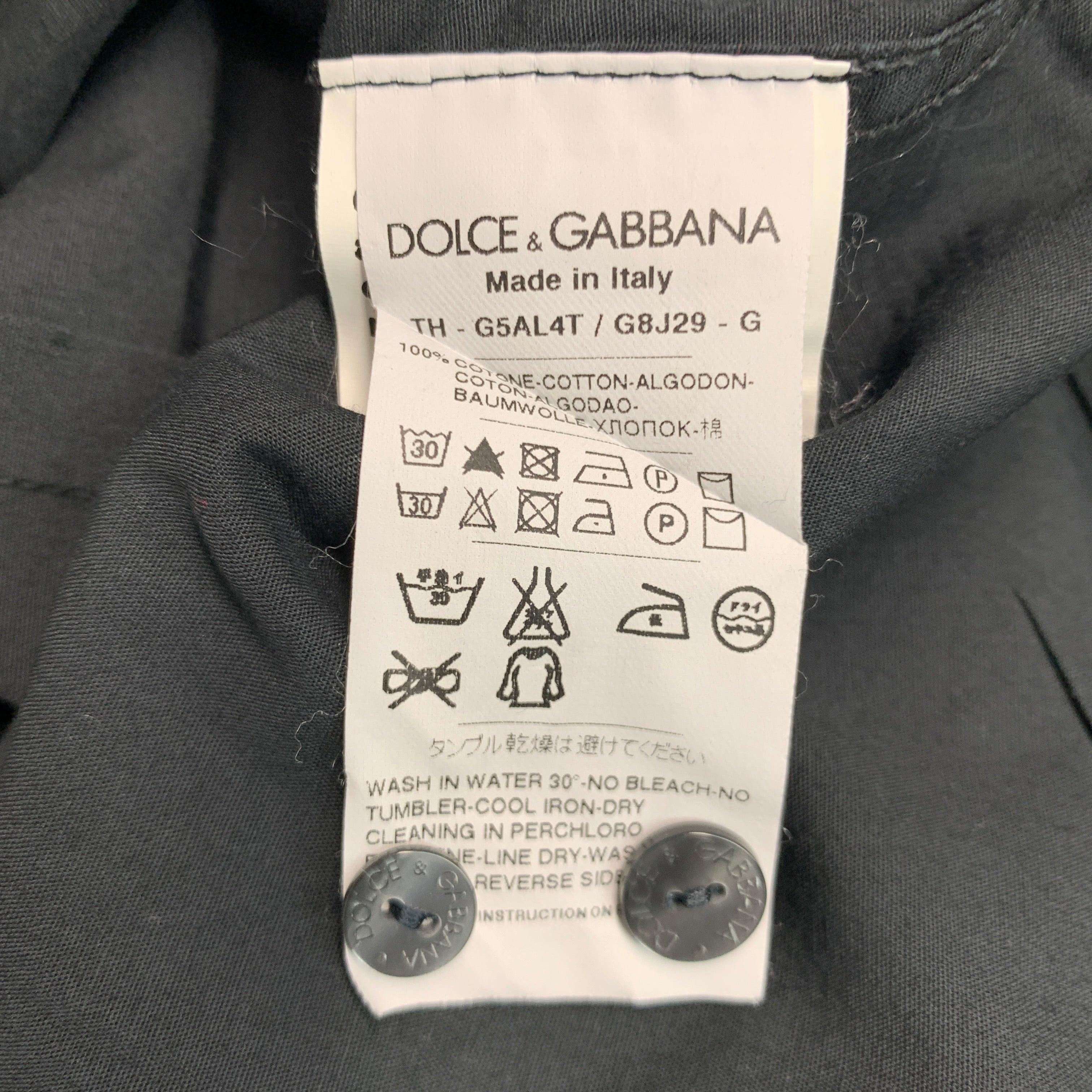 DOLCE & GABBANA Size M Black Cotton Epaulettes Long Sleeve Shirt For Sale 3
