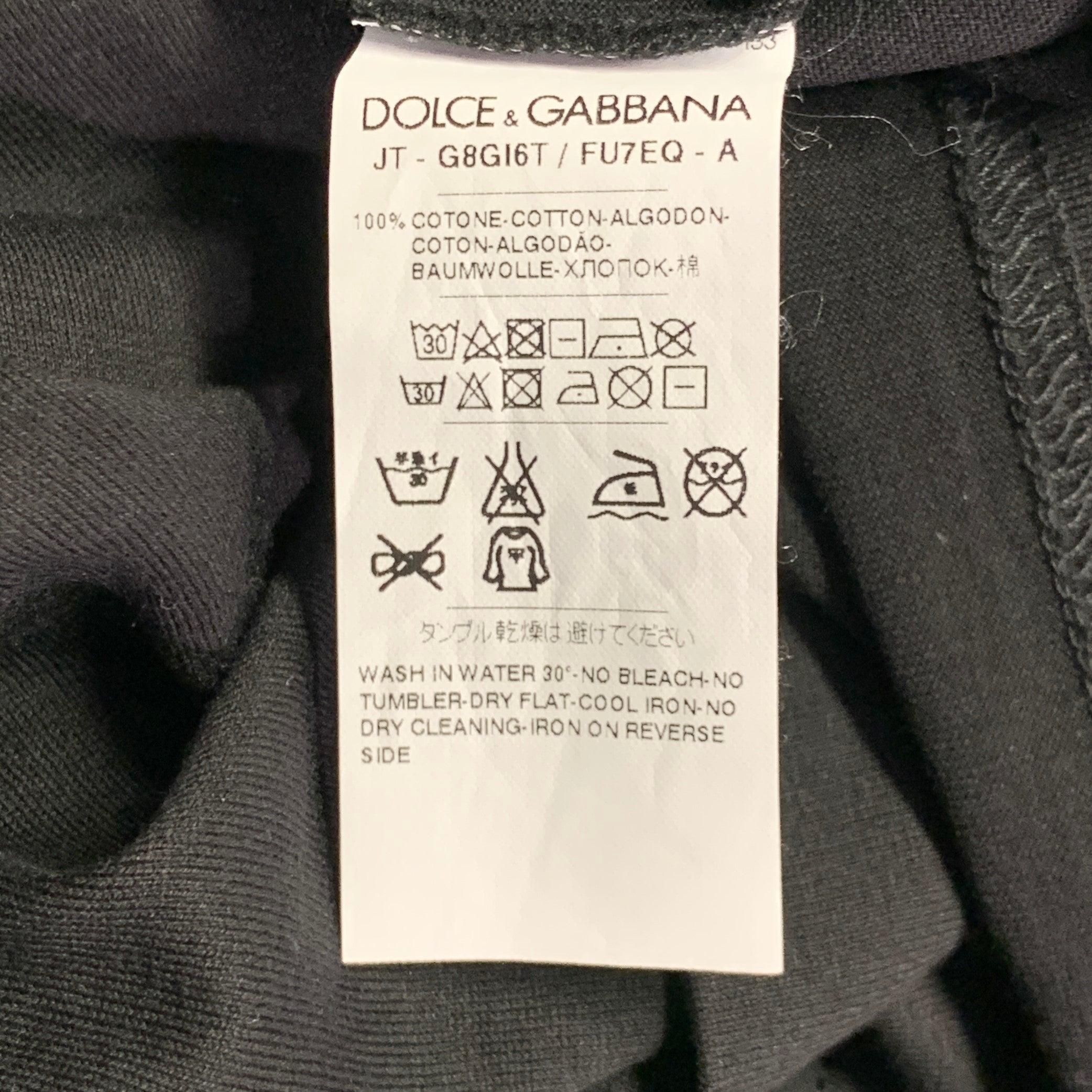 Uomo DOLCE & GABBANA Taglia M Maglietta con scollo a V in cotone nero M.I.I. in vendita