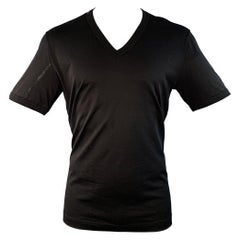 DOLCE & GABBANA Taglia M Maglietta con scollo a V in cotone nero M.I.I.