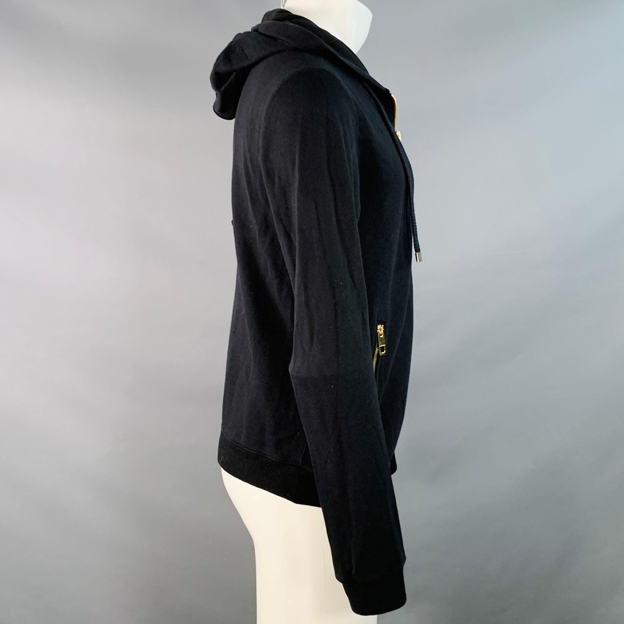 Nero DOLCE & GABBANA Felpa con cappuccio in cotone e cachemire oro nero taglia M in vendita