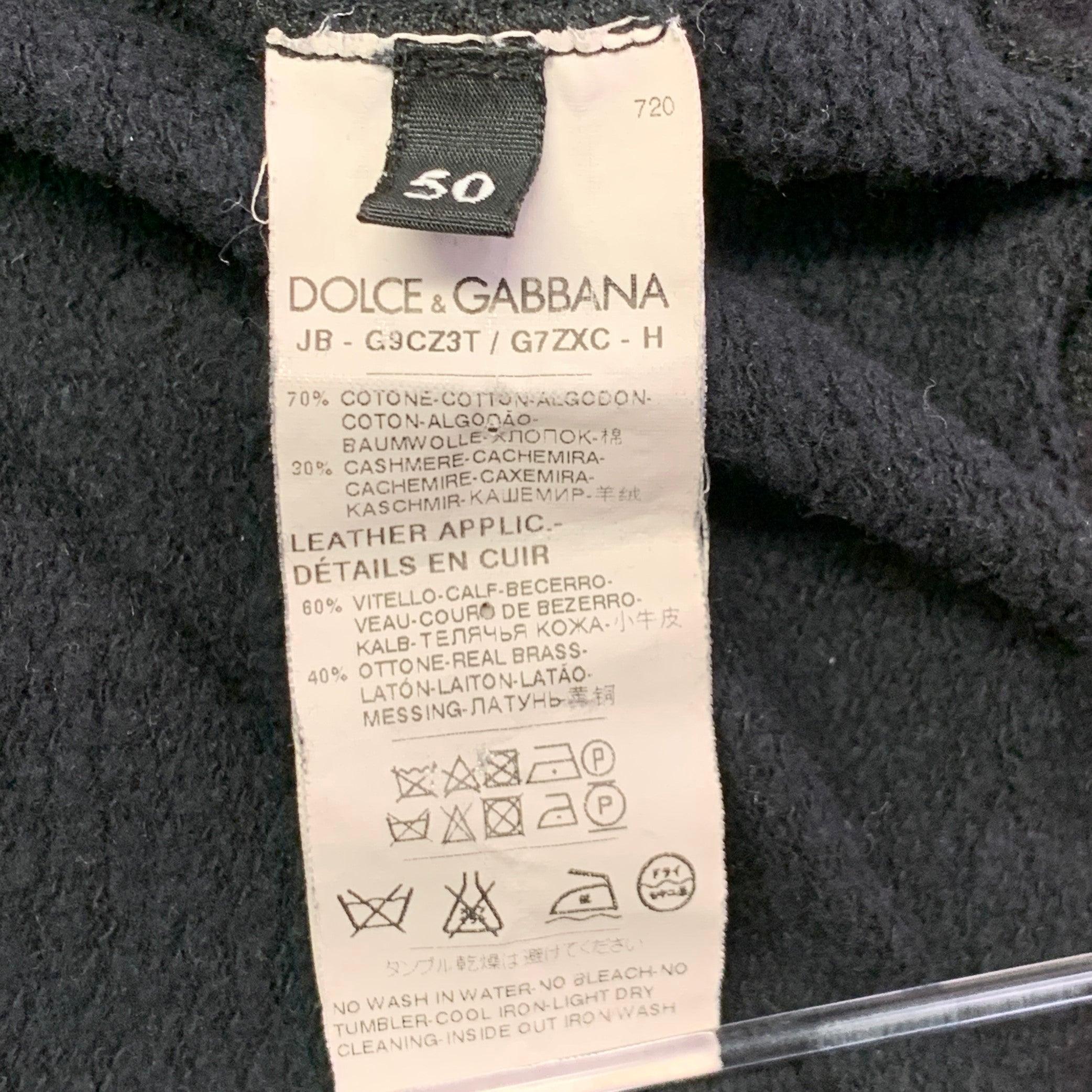 DOLCE & GABBANA Felpa con cappuccio in cotone e cachemire oro nero taglia M in vendita 2