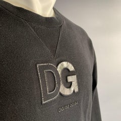 DOLCE & GABBANA Size M Black Logo Cotton Blend Crew-Neck Sweatshirt