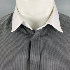 DOLCE & GABBANA Size M Black White Pinstripe Cotton Button Up Long Sleeve Shirt