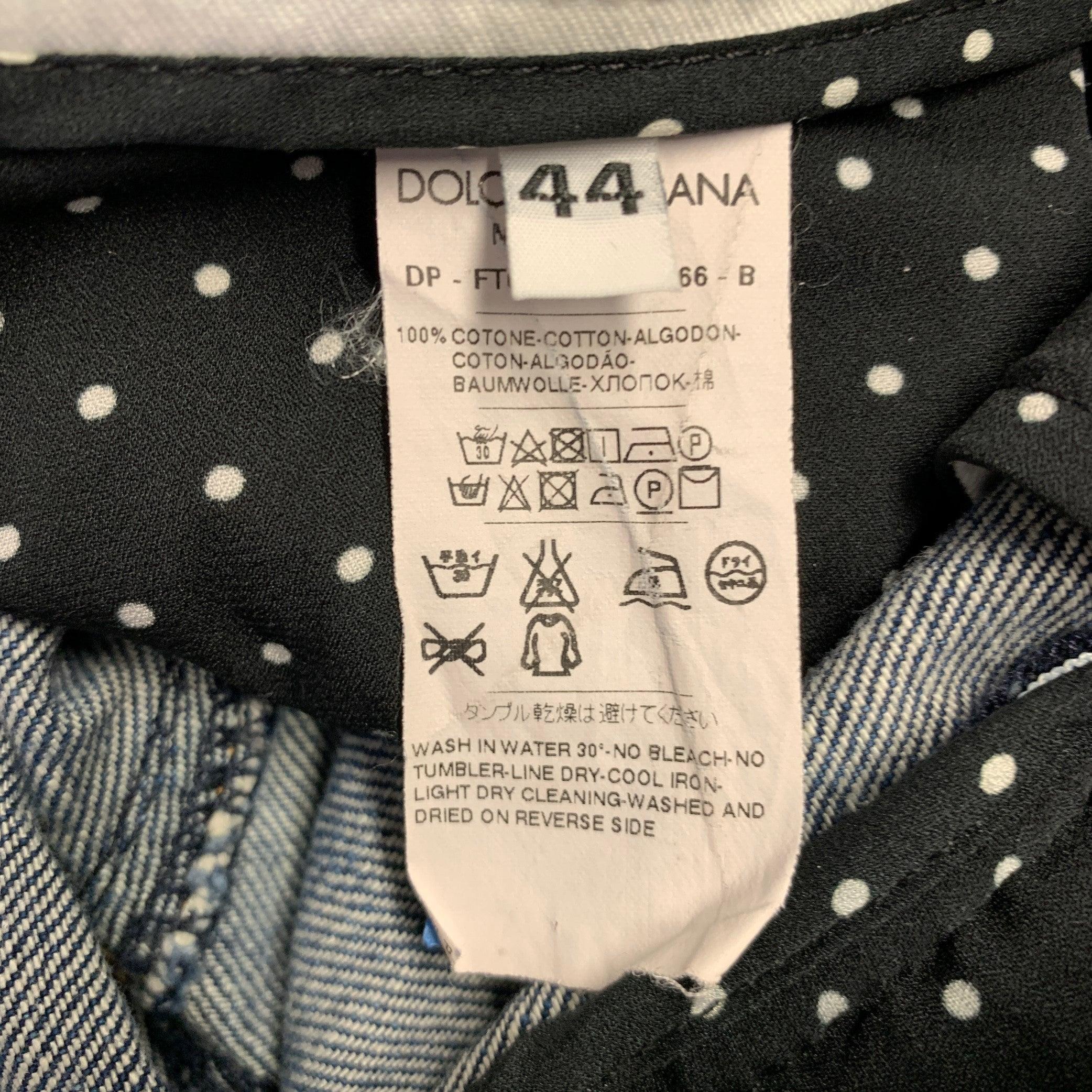 DOLCE & GABBANA Size M Blue Cotton Distressed Cropped Jeans For Sale 1