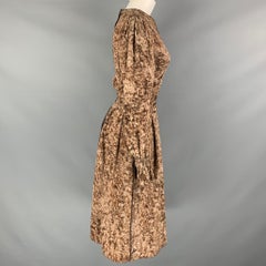 DOLCE & GABBANA Size M Brown Beige Wool Marbled Long Sleeve Dress