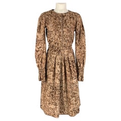 DOLCE & GABBANA Size M Brown Beige Wool Marbled Long Sleeve Dress