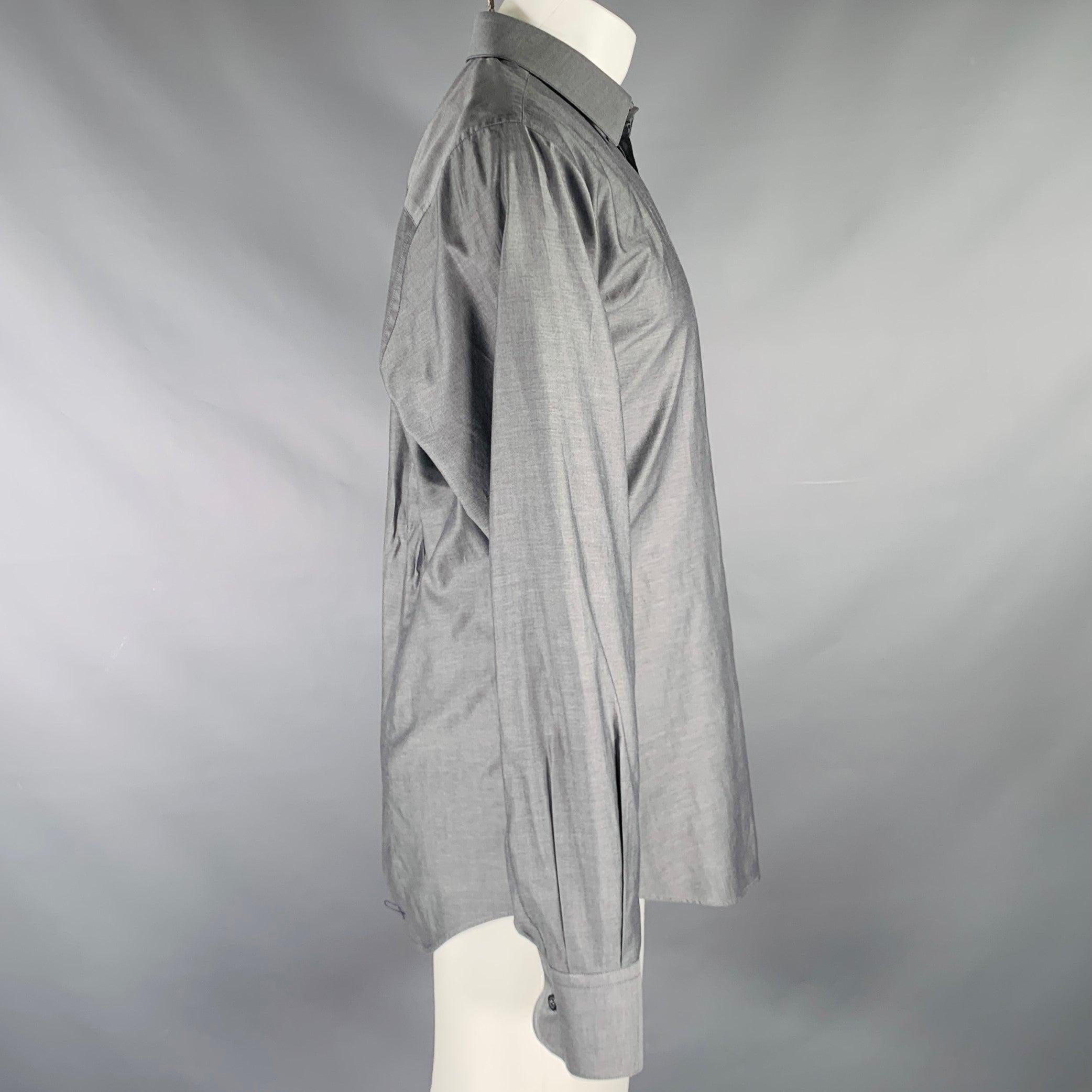 Gray DOLCE & GABBANA Size M Grey Cotton Button Up Long Sleeve Shirt For Sale