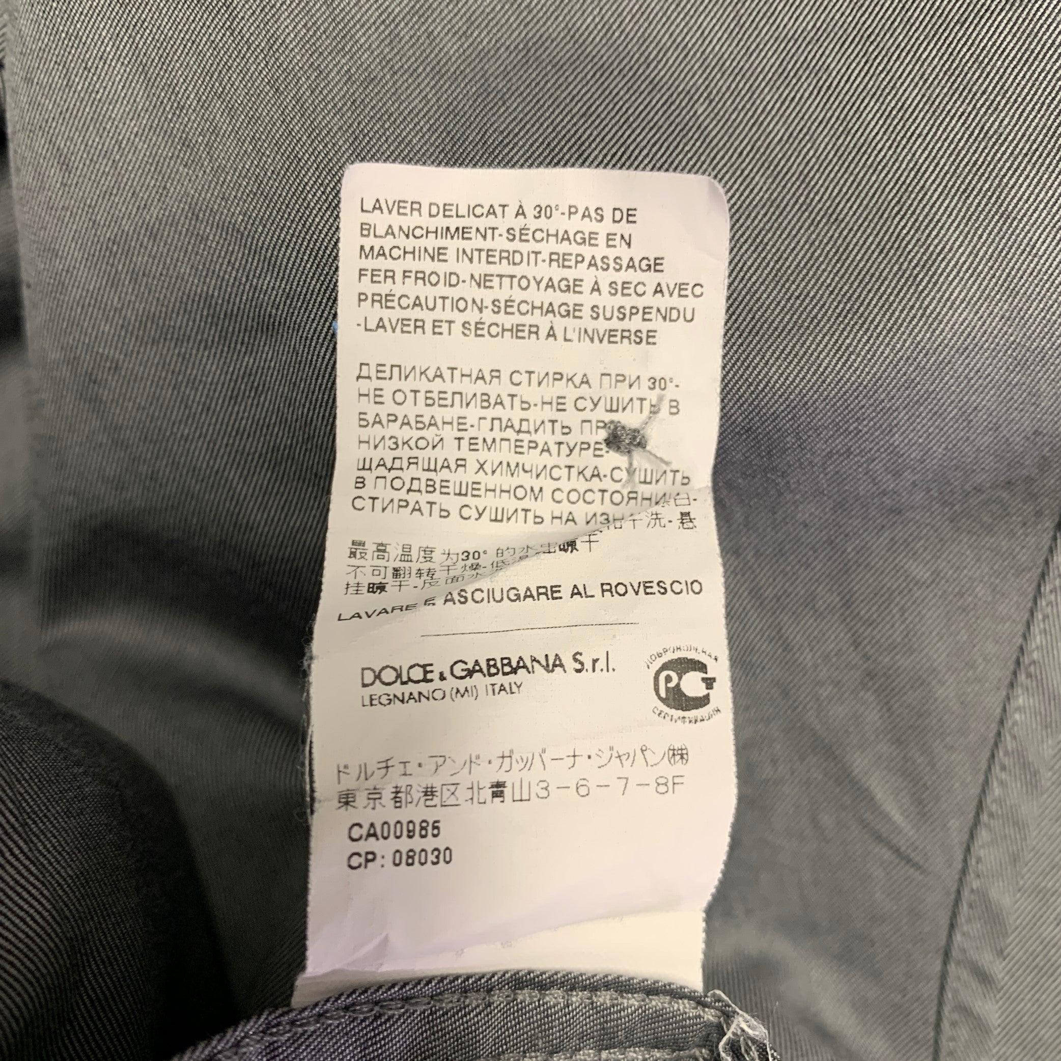 DOLCE & GABBANA Size M Grey Cotton Button Up Long Sleeve Shirt For Sale 2