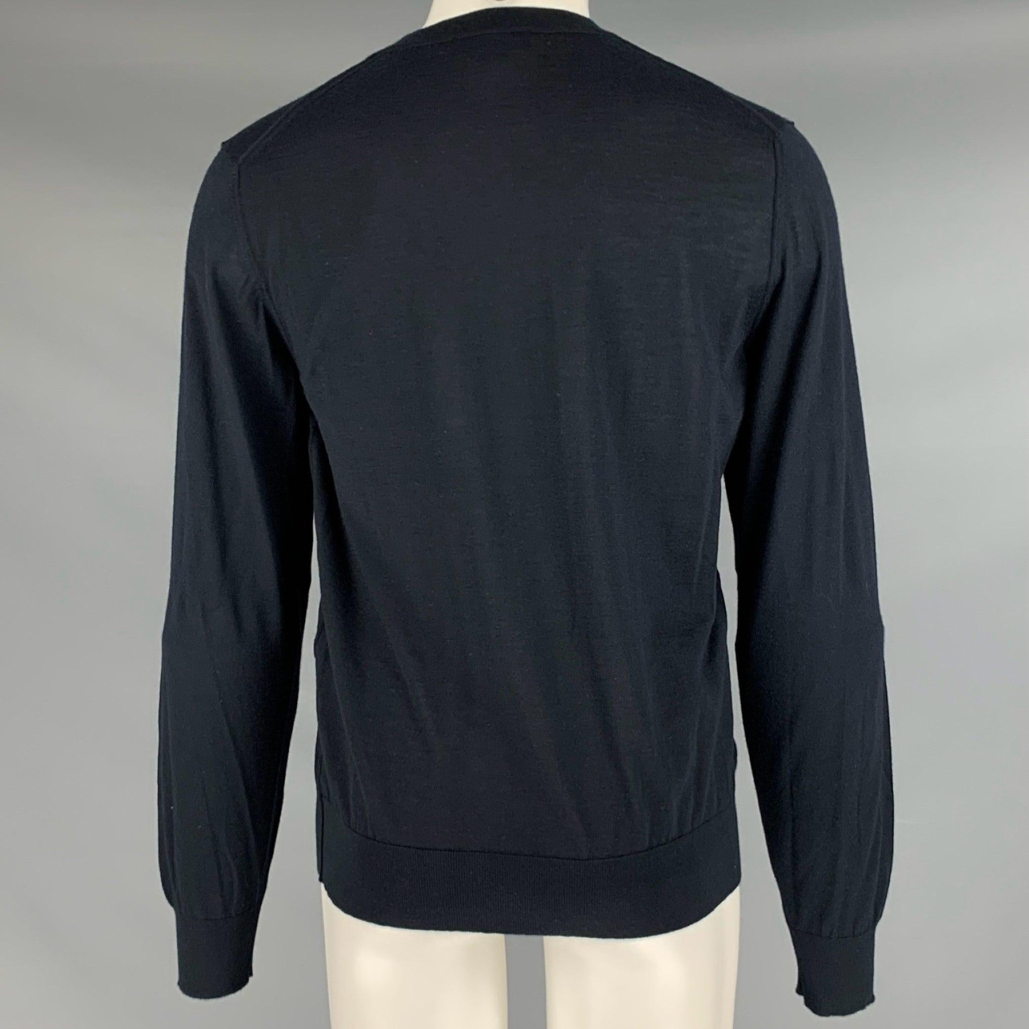 Black DOLCE & GABBANA Size M Navy Knit Cashmere Crew Neck Pullover For Sale