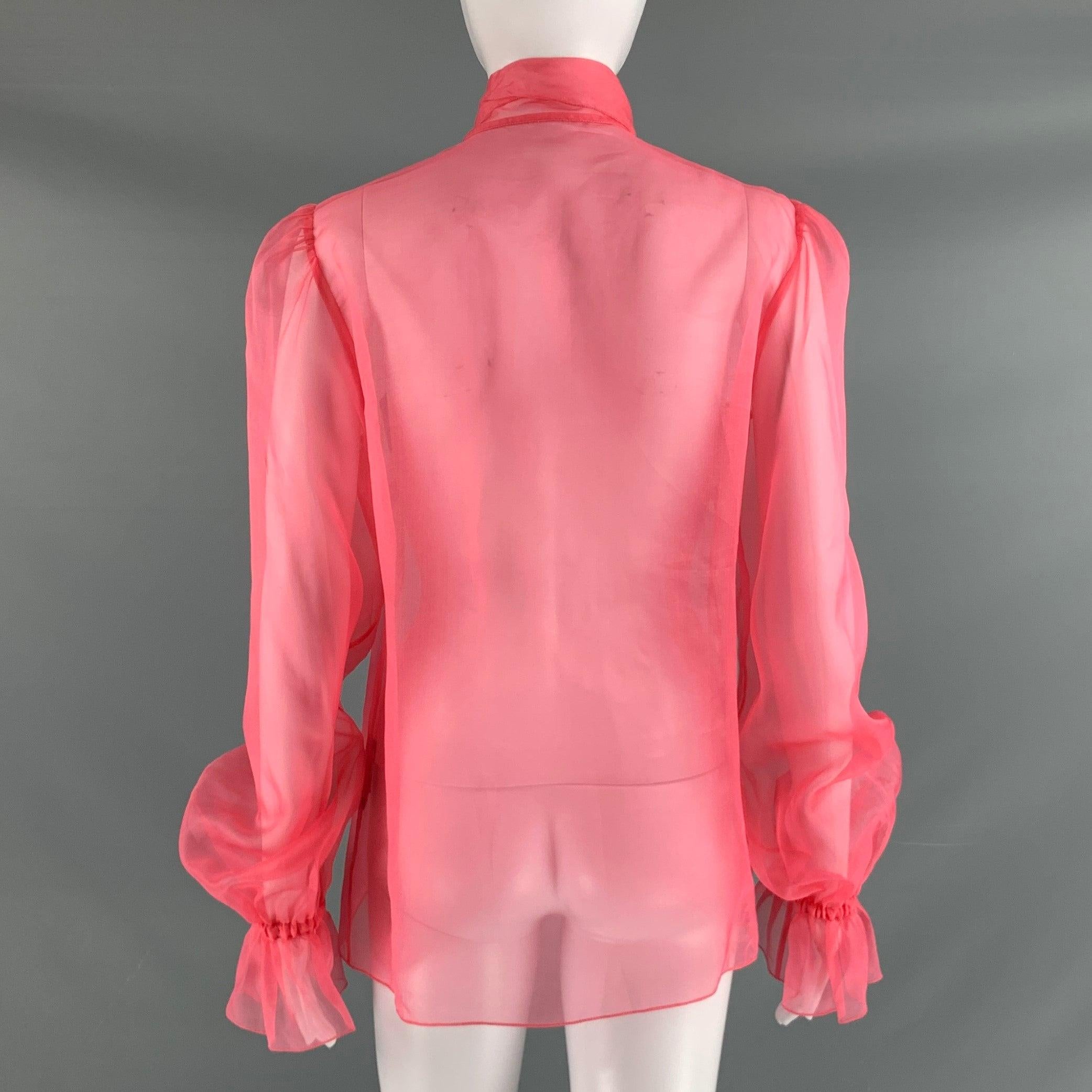 DOLCE & GABBANA Size M Orange Coral Blouse Dress Top In Excellent Condition In San Francisco, CA