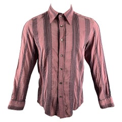 Dolce 
Gabbana Taglia M Viola Grigio Stripe Button Up Camicia a Manica Lunga
