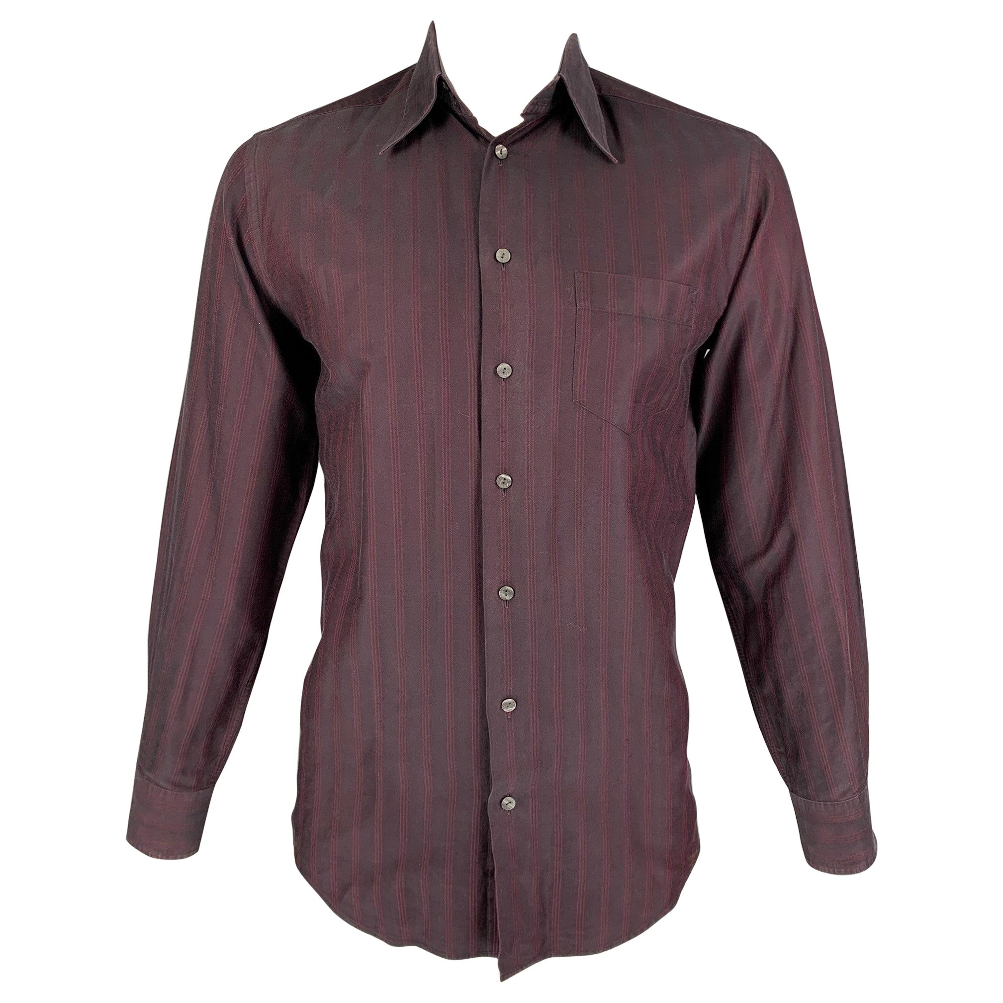 DOLCE & GABBANA Size M Red Burgundy Stripe Long Sleeve Shirt