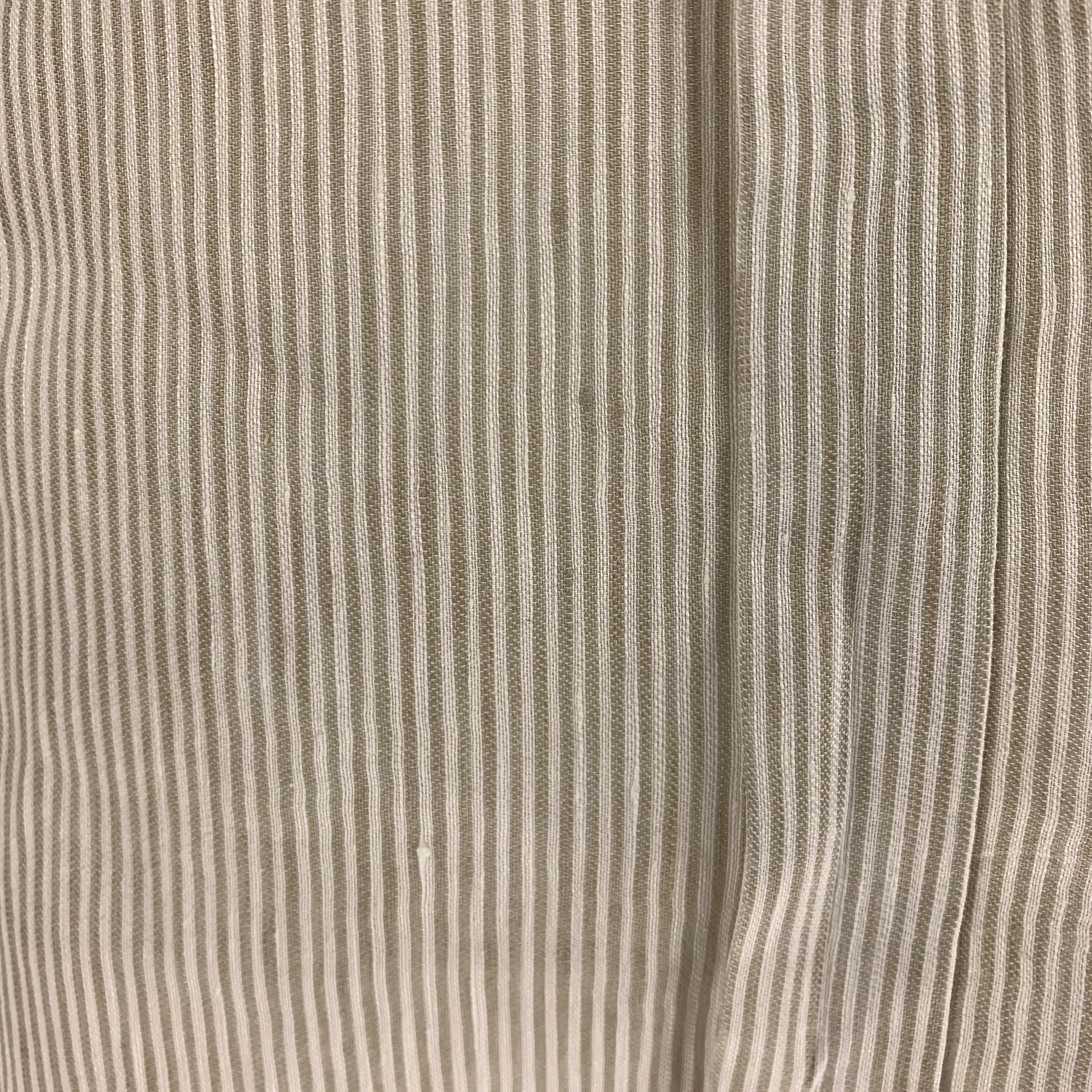 DOLCE & GABBANA Size M White Beige Stripe Linen Cotton Long Sleeve Shirt For Sale 1