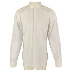 DOLCE & GABBANA Size M White Rhombus Cotton Tuxedo Long Sleeve Shirt