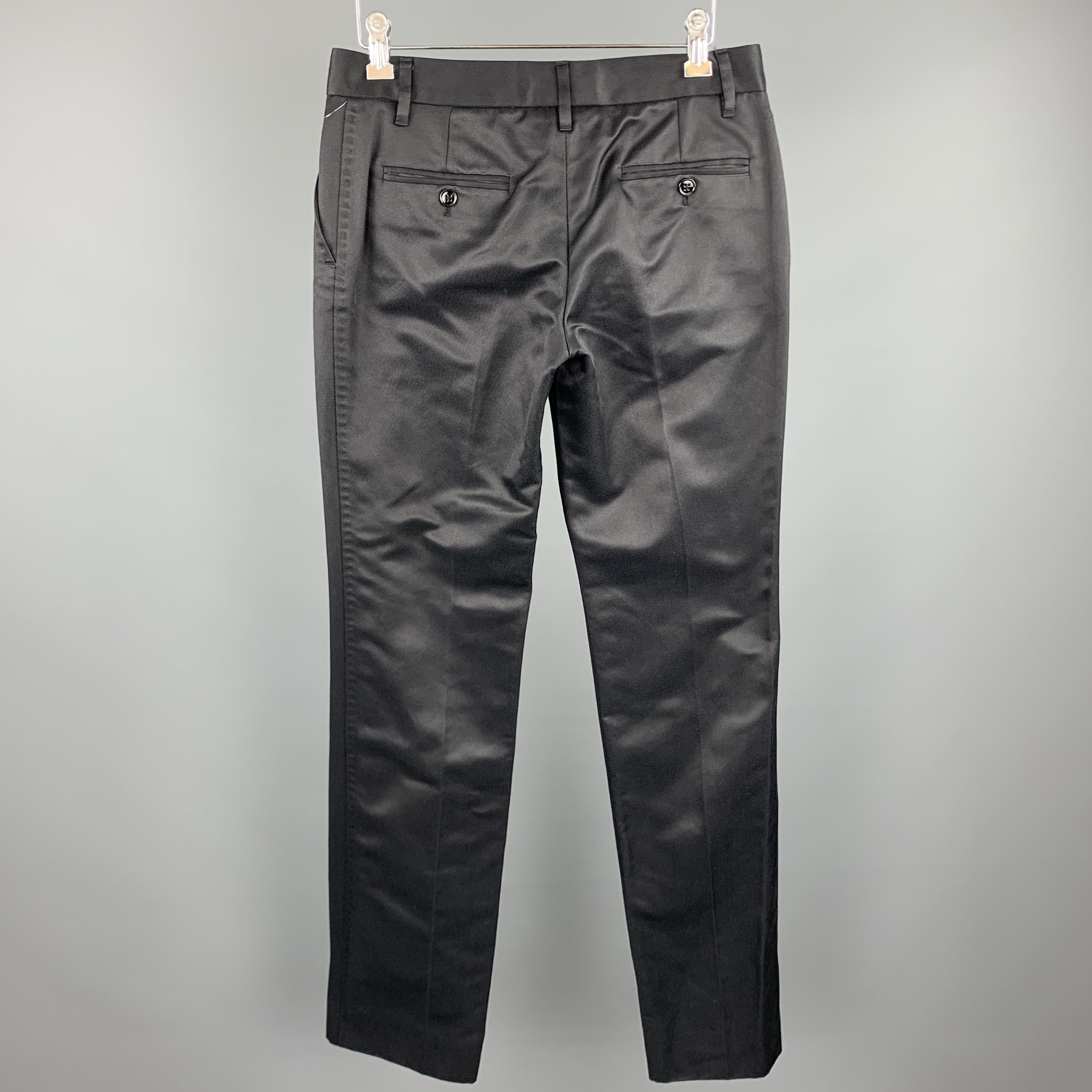 DOLCE & GABBANA Size S Black Cotton / Silk Dress Pants In New Condition In San Francisco, CA
