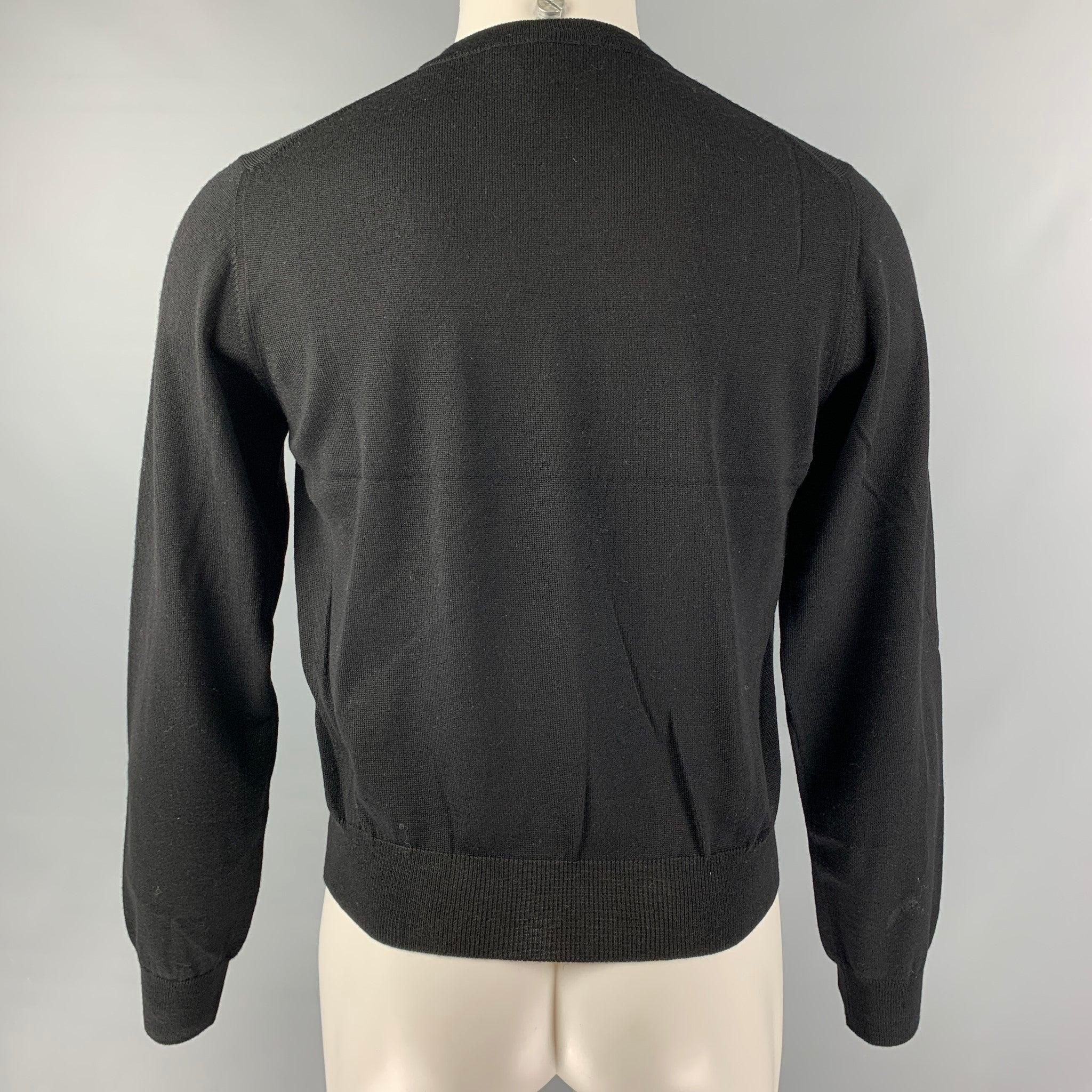 DOLCE & GABBANA Size S Black Knitted Wool V-Neck Pullover In Good Condition In San Francisco, CA