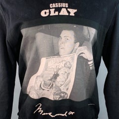 DOLCE & GABBANA Size S Black Muhammad Ali Print Cotton Hooded Sweatshirt