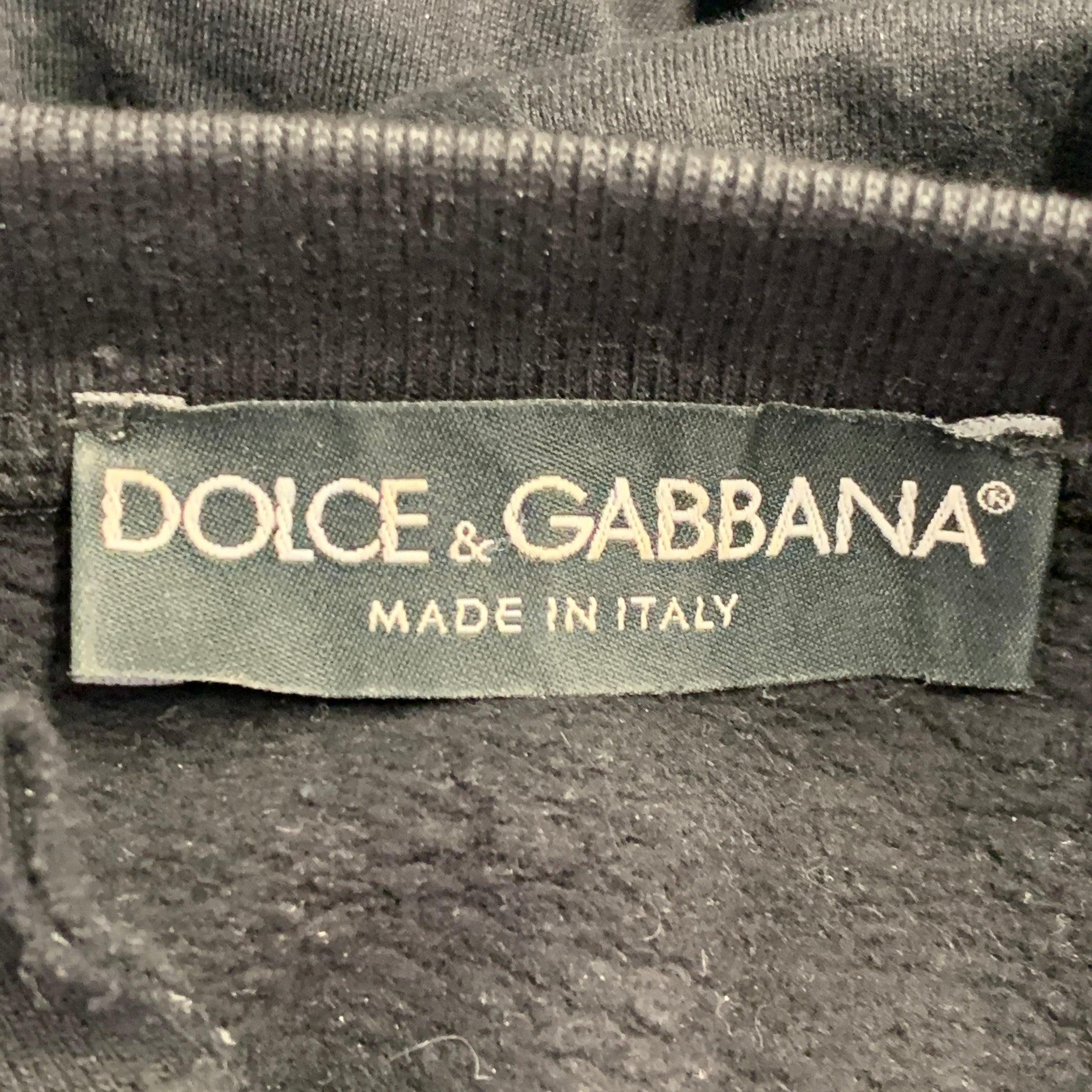 Dolce & Gabbana Taille S Sweat à capuche en coton noir imprimé Muhammad Ali en vente 1