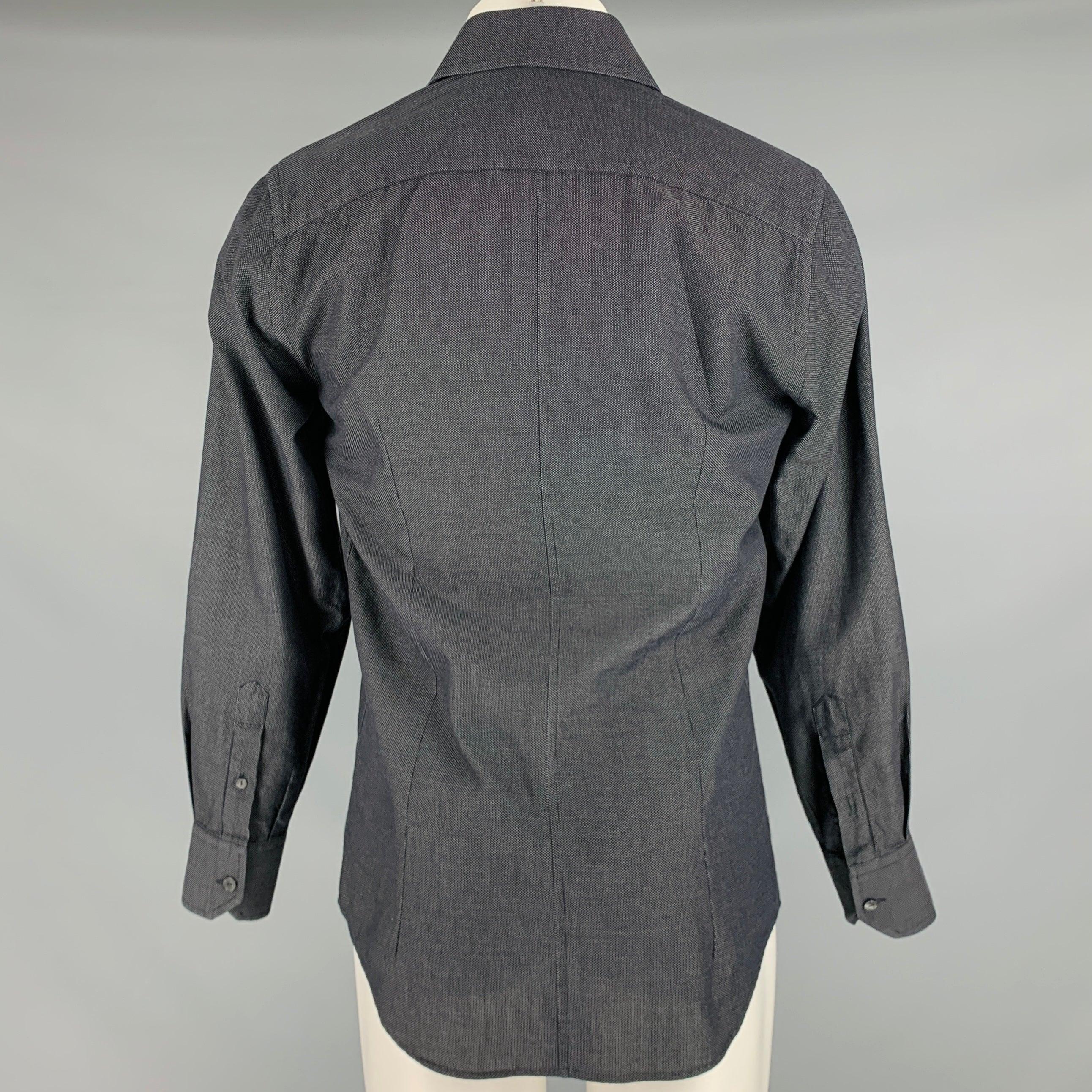DOLCE & GABBANA Size S Black Nailhead Cotton Button Up Long Sleeve Shirt In Good Condition For Sale In San Francisco, CA