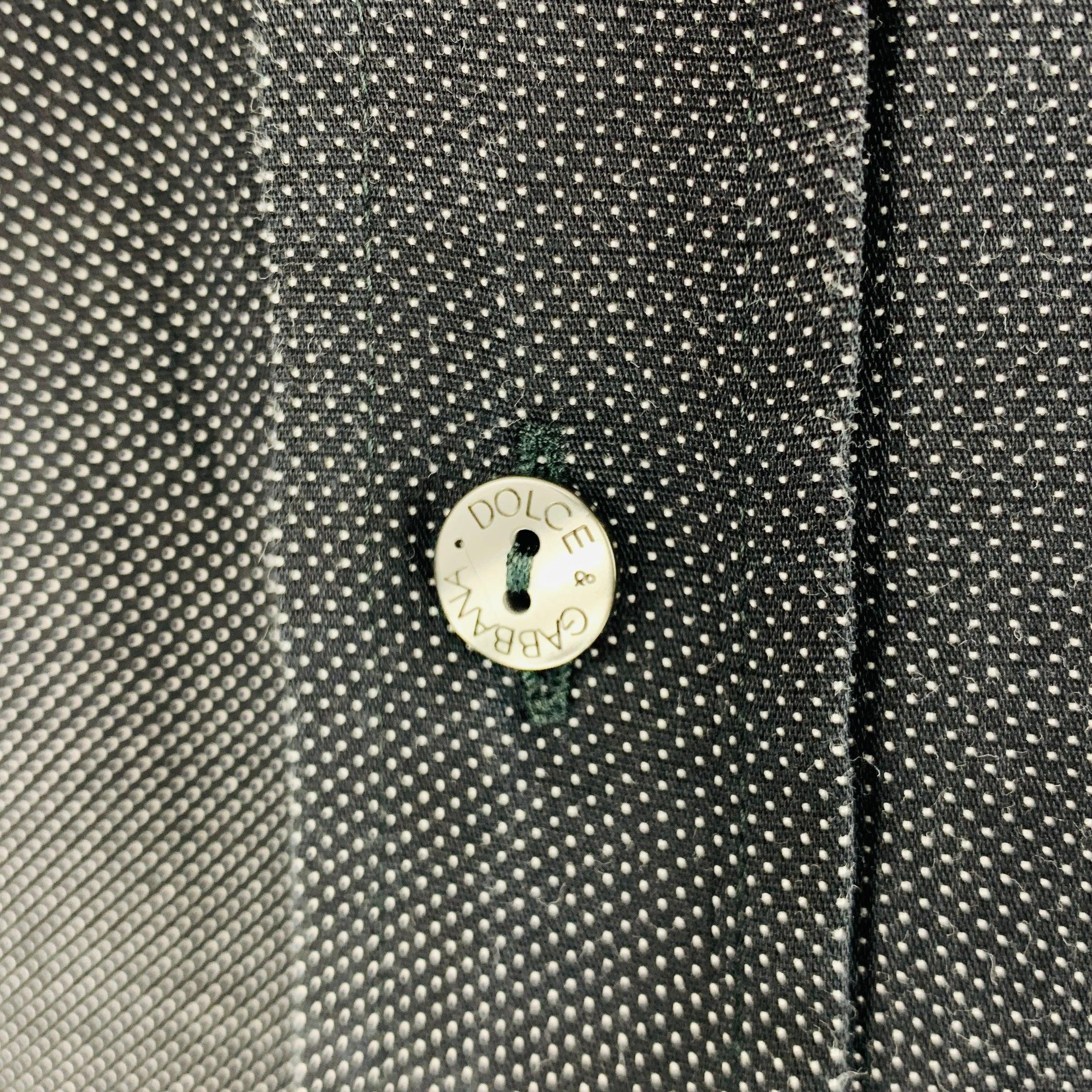 Men's DOLCE & GABBANA Size S Black Nailhead Cotton Button Up Long Sleeve Shirt For Sale