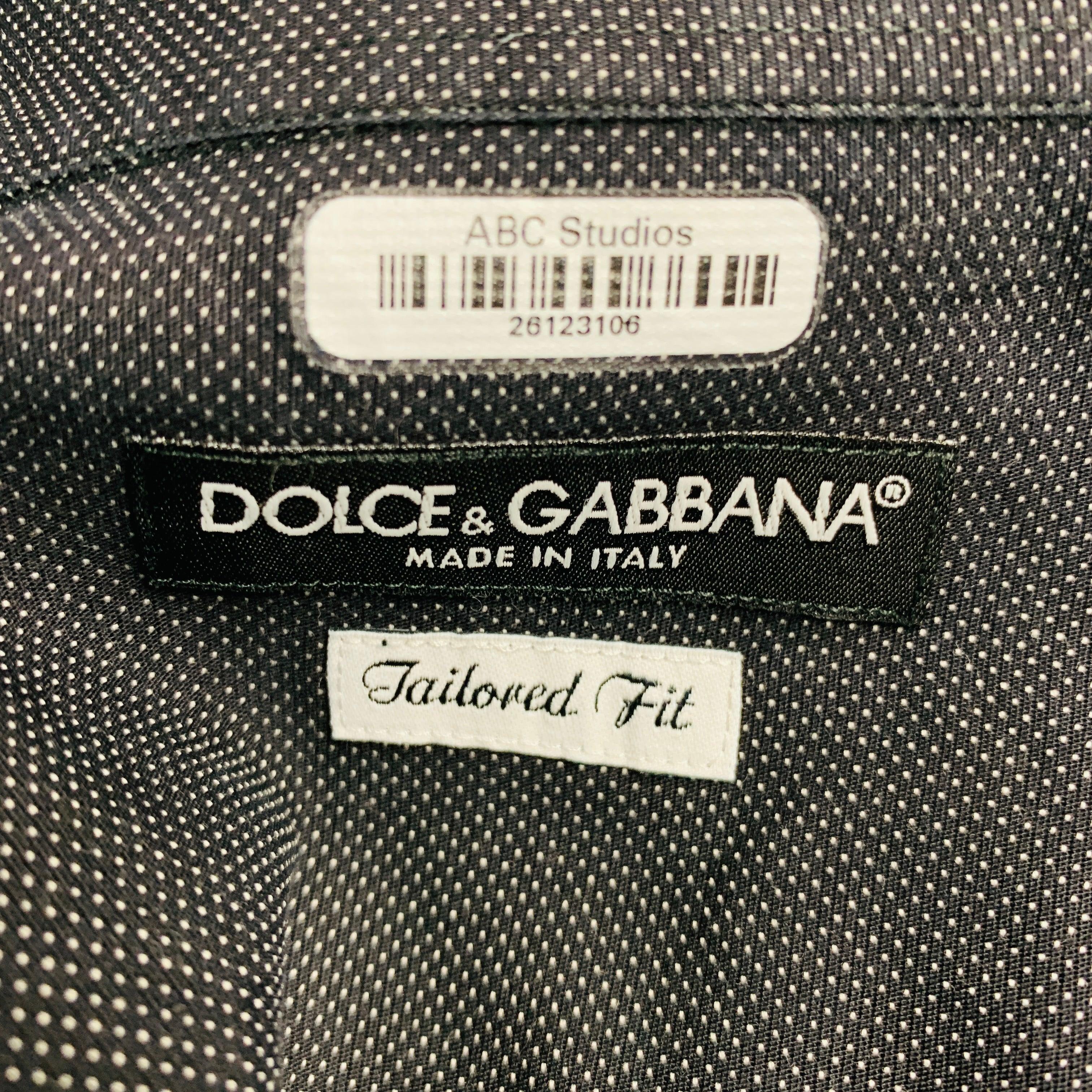 DOLCE & GABBANA Size S Black Nailhead Cotton Button Up Long Sleeve Shirt For Sale 1