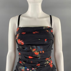 Dolce & Gabbana Taille S Robe longueur genou à fleurs en soie mélangée noire