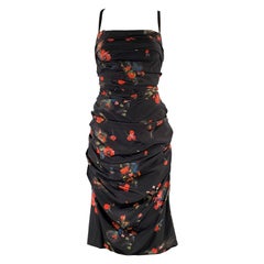 Dolce & Gabbana Taille S Robe longueur genou à fleurs en soie mélangée noire