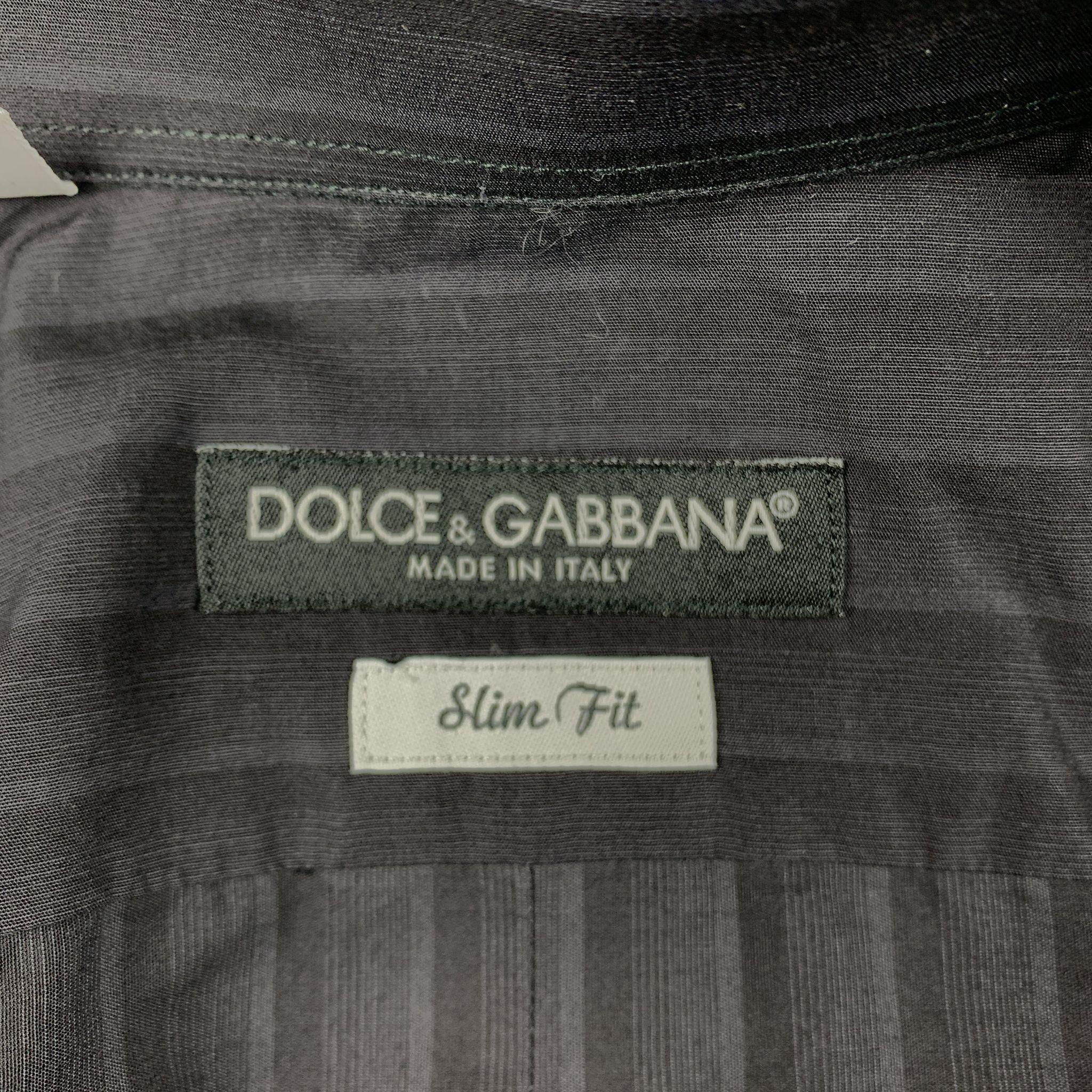 DOLCE & GABBANA Size S Black Stripe Cotton Button Up Long Sleeve Shirt 2